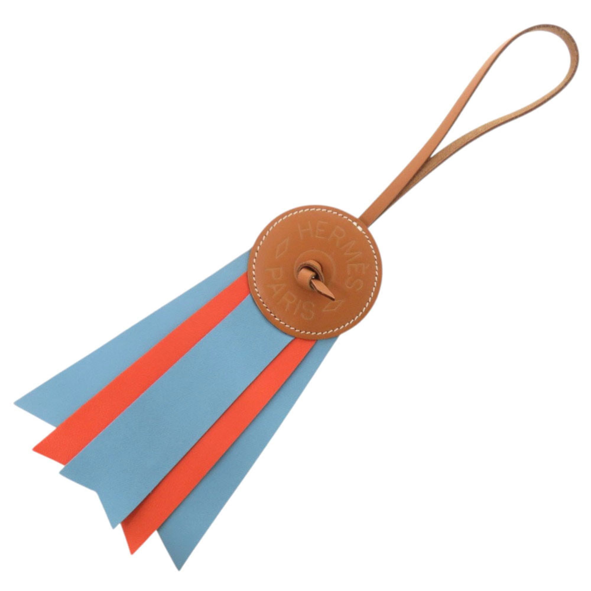 Hermes Unused Hermes Paddock Flott Accessory Bag Charm 064271CABE Strap Leather Blue Atoll Brown Orange 0258HERMES Size ONE SIZE - 1 Thumbnail