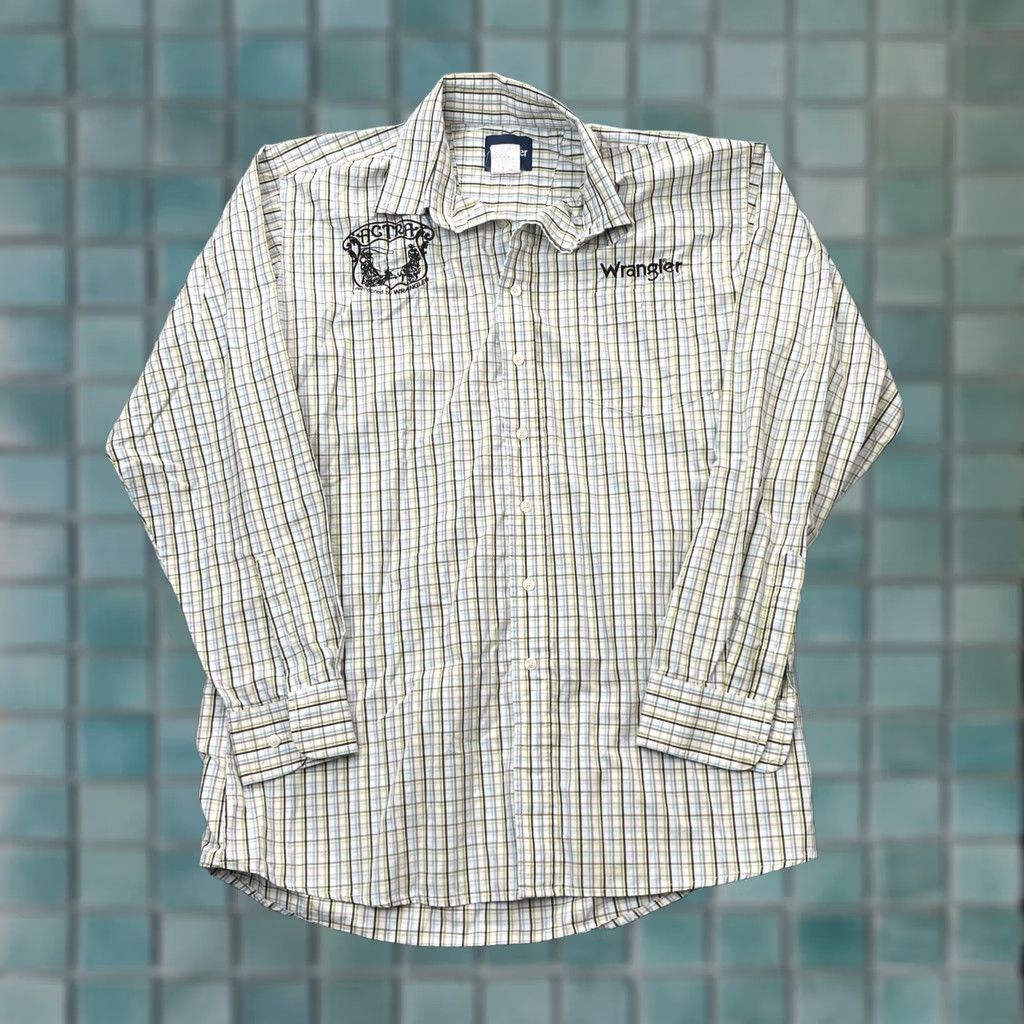 Wrangler VINTAGE Wrangler Shirt Mens XL White Plaid Actra Rodeo Button Down Western Size US XL / EU 56 / 4 - 1 Thumbnail