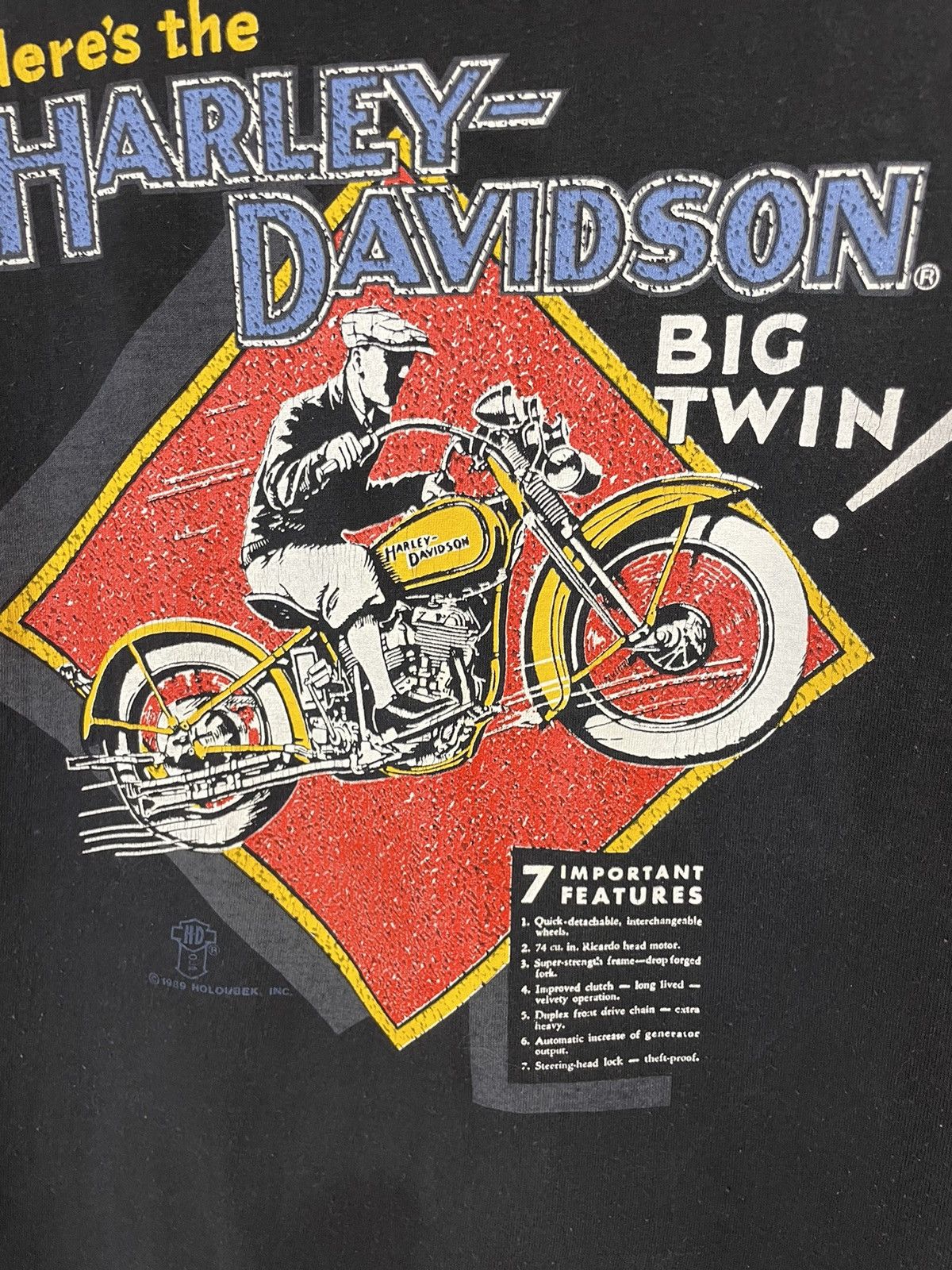 Harley Davidson × Vintage Vintage 1989 Harley-Davidson Holoubek Big Twin T-Shirt - L Size US L / EU 52-54 / 3 - 4 Thumbnail