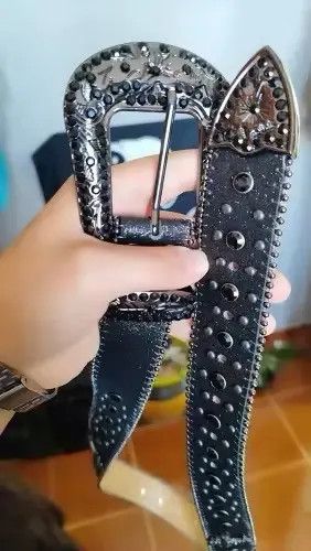 Leather Sachiko x Asai 115 cm Cross Ice Big Logo Y2K PU Leather Belt Size ONE SIZE - 8 Thumbnail