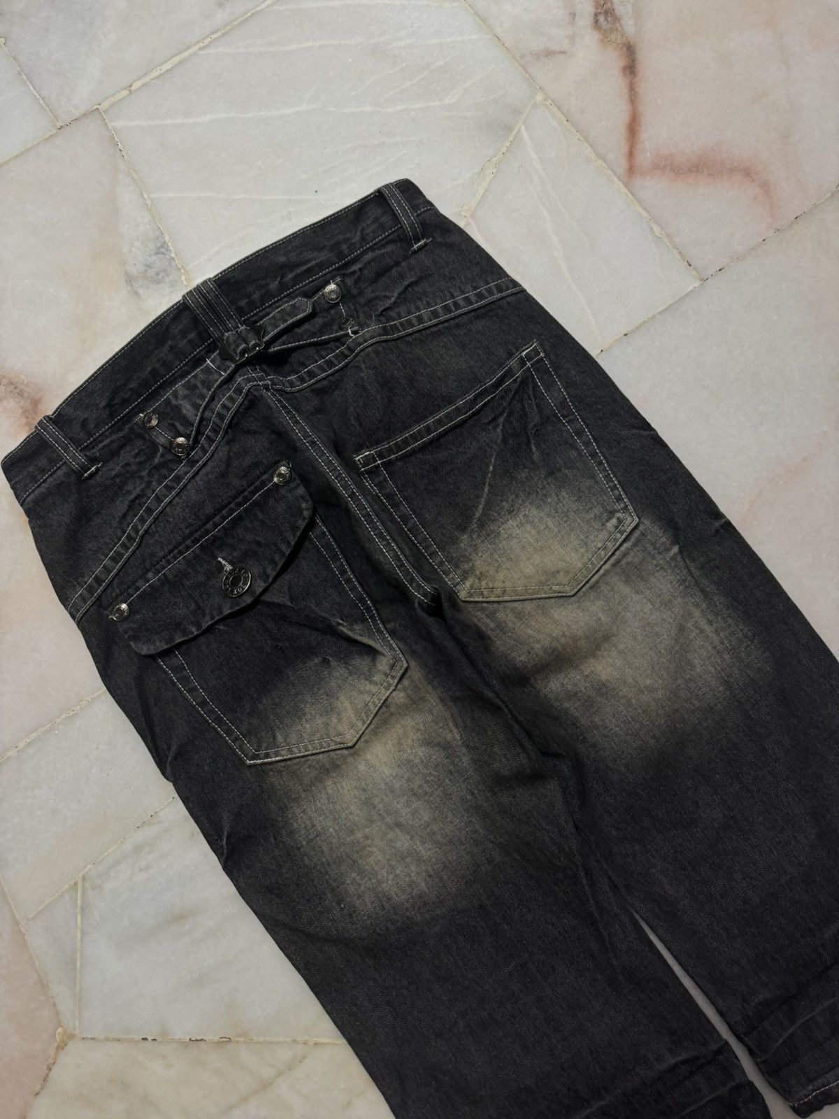 Tornado Mart 💥INSANE💥VINTAGE LOWBOX CLAW MUDWASH BUCKLE BACK SHORT JEANS Size US 30 / EU 46 - 17 Thumbnail