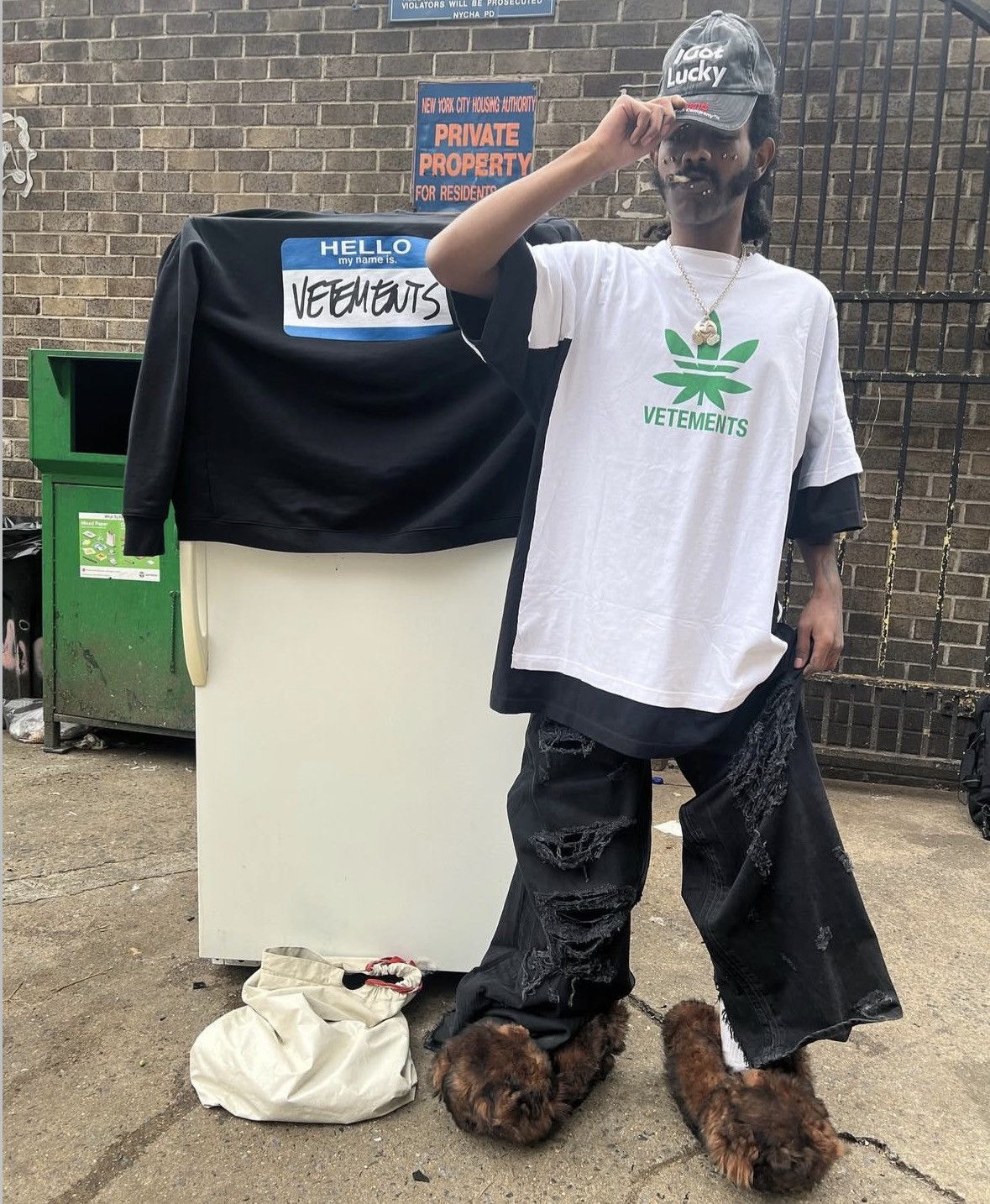 Vetements black distersed denim