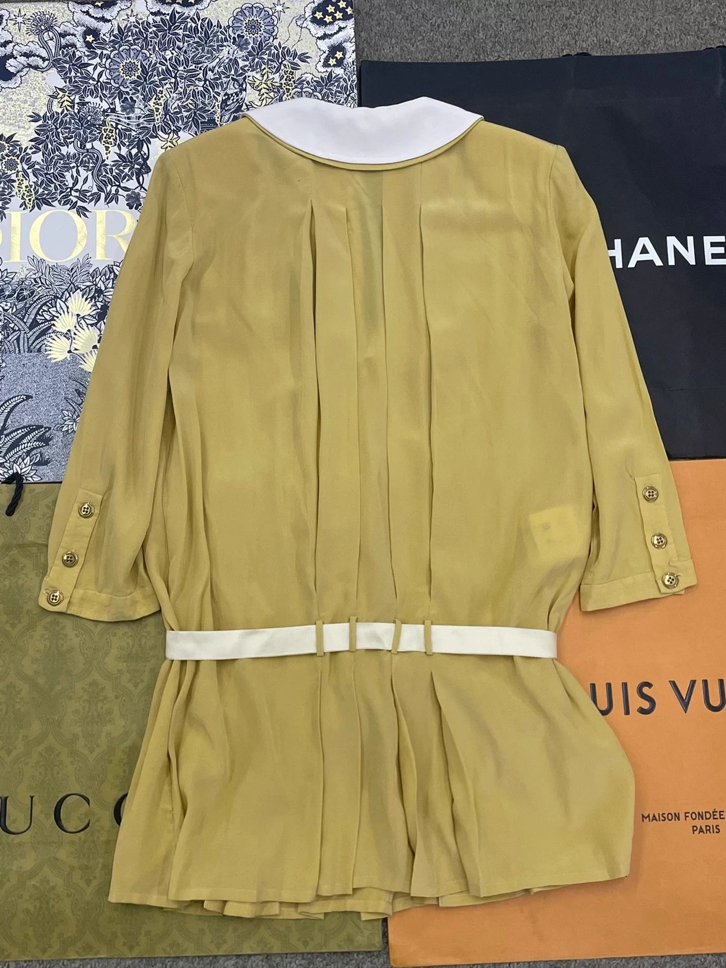 Miu Miu MIU MIU Pink & White Silk Long-Sleeve Dress 38 Size XS / US 0-2 / IT 36-38 - 3 Thumbnail