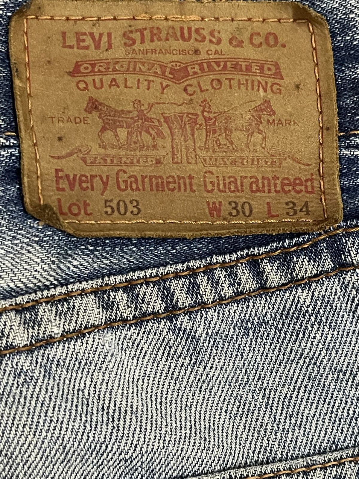 Levi's Vintage 80s Levis 503 Blue Bleached Distressed Baggy Jeans Size US 31 - 9 Thumbnail