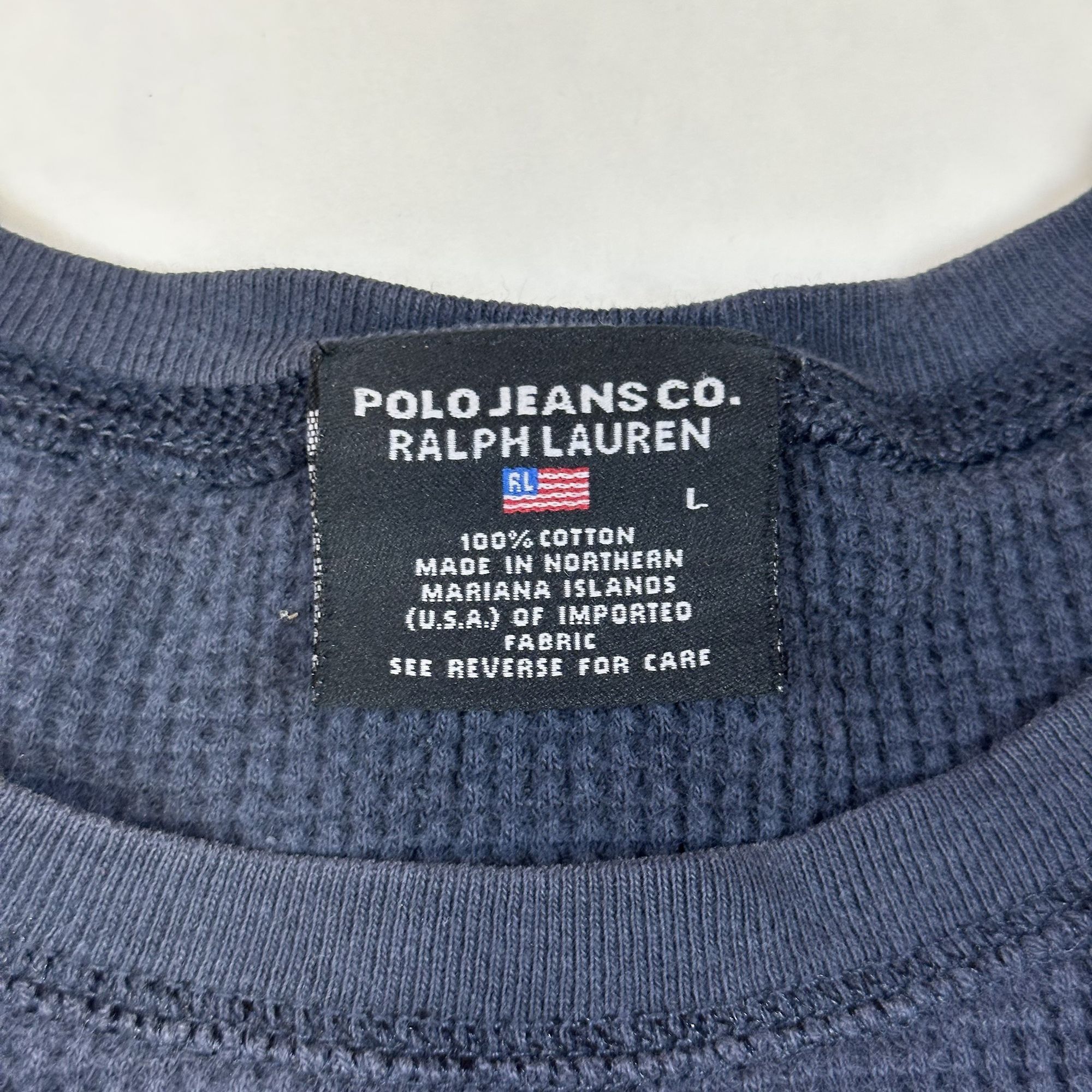 Ralph Lauren Ralph Lauren Polo Jeans Co. Navy Waffle Knit Long Sleeve Shi Size L / US 10 / IT 46 - 3 Thumbnail
