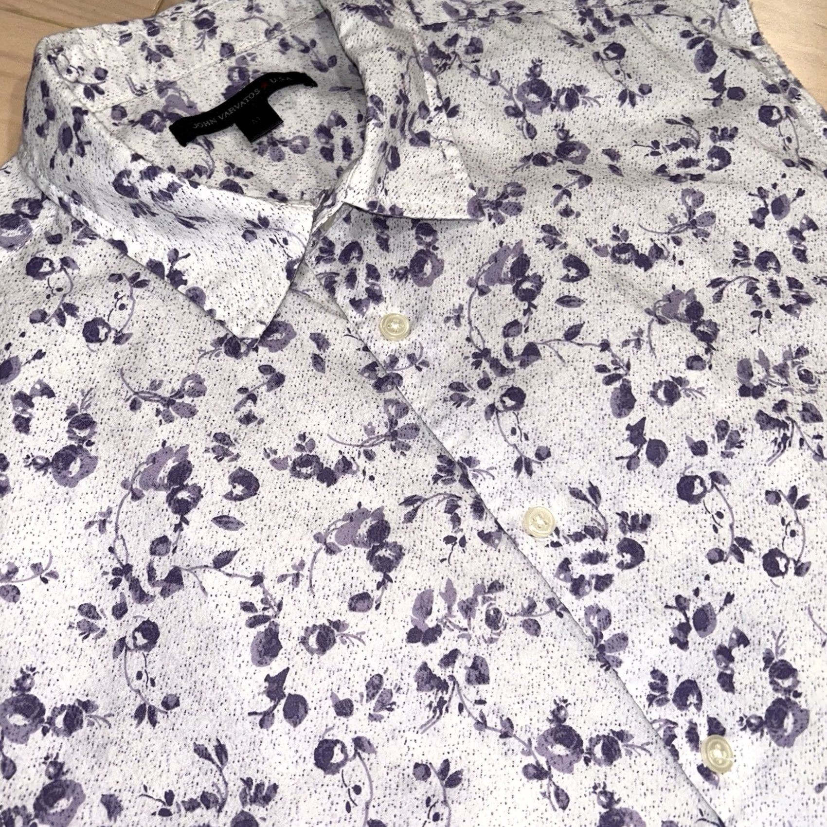 John Varvatos John Varvatos Button-Up Shirt Floral Sleeveless Ivory Lilac Men’s M Regular Vintage N/A Size US M / EU 48-50 / 2 - 2 Thumbnail