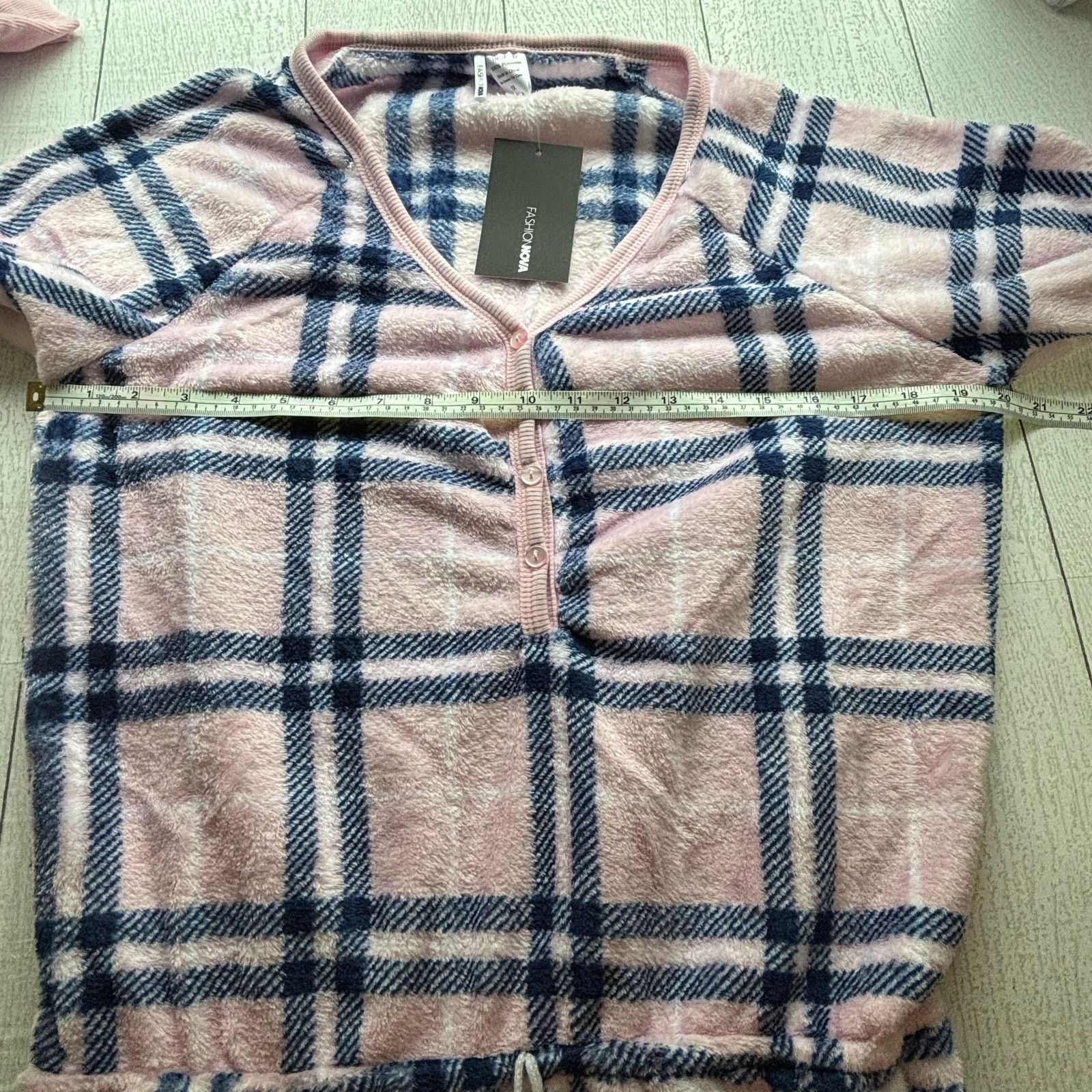 Fashion Nova Fashion Nova Pink Plaid Plush PJ Romper Size 1X NWT Size ONE SIZE - 6 Thumbnail