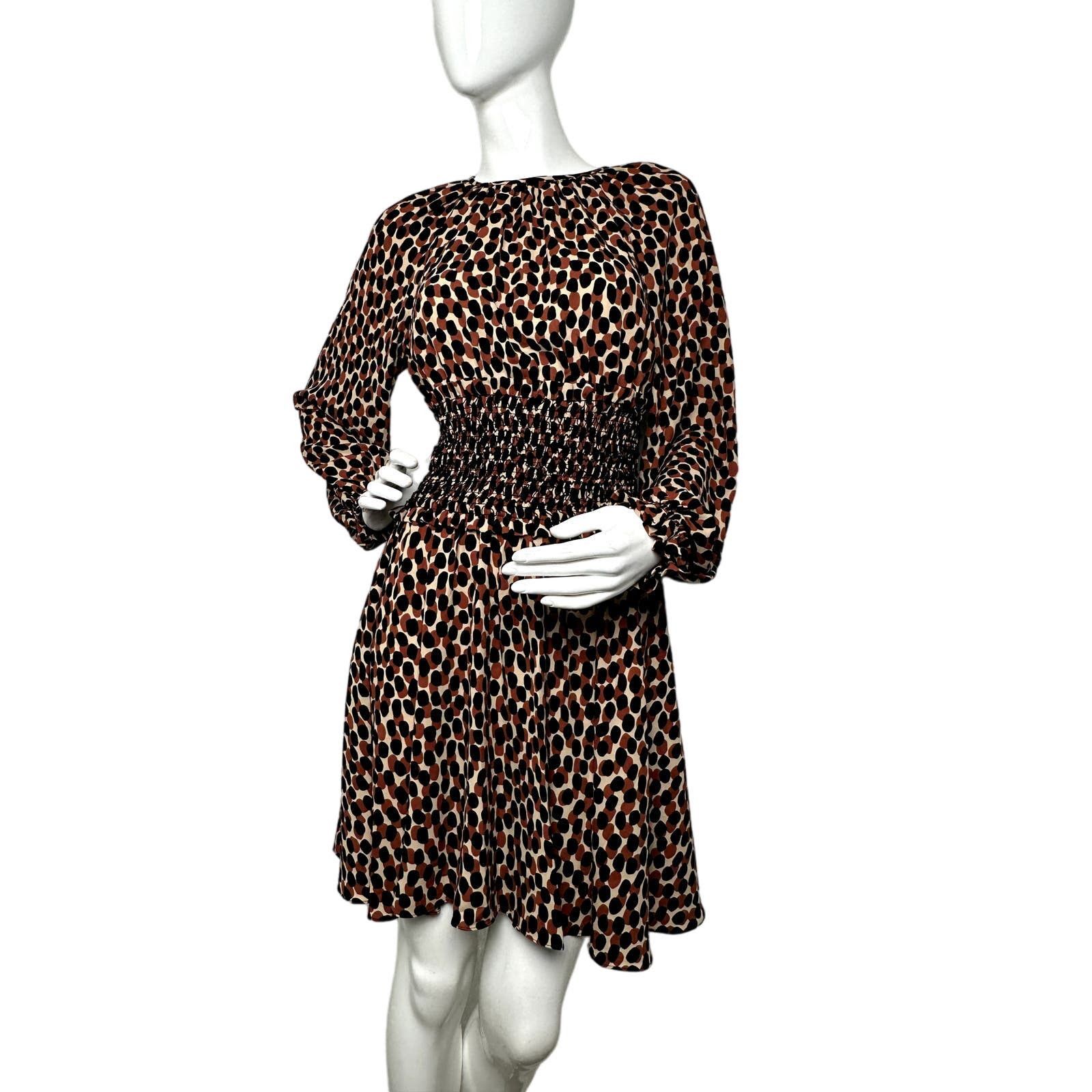 Image of Kate Spade Dotty Leopard Spin Mainline Dress Size Xs in Brown, Women's