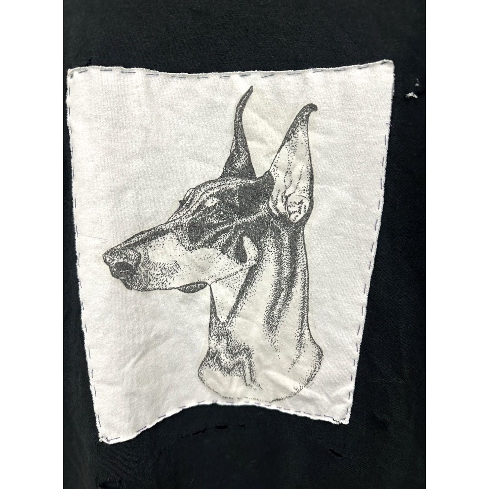 Hanes VINTAGE Hanes T-Shirt Mens Patchwork Distressed Grunge Punk Doberman Canine Black M Size US M / EU 48-50 / 2 - 3 Thumbnail