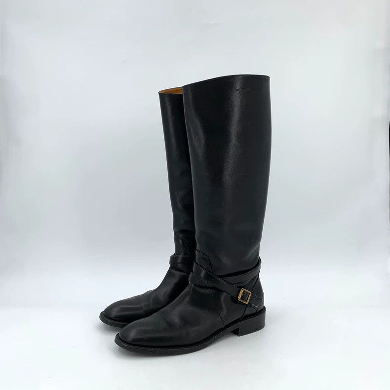 Saint Laurent Paris Saint Laurent Paris Black leather round head buckle flat b Size US 6.5 / IT 36.5 - 1 Thumbnail