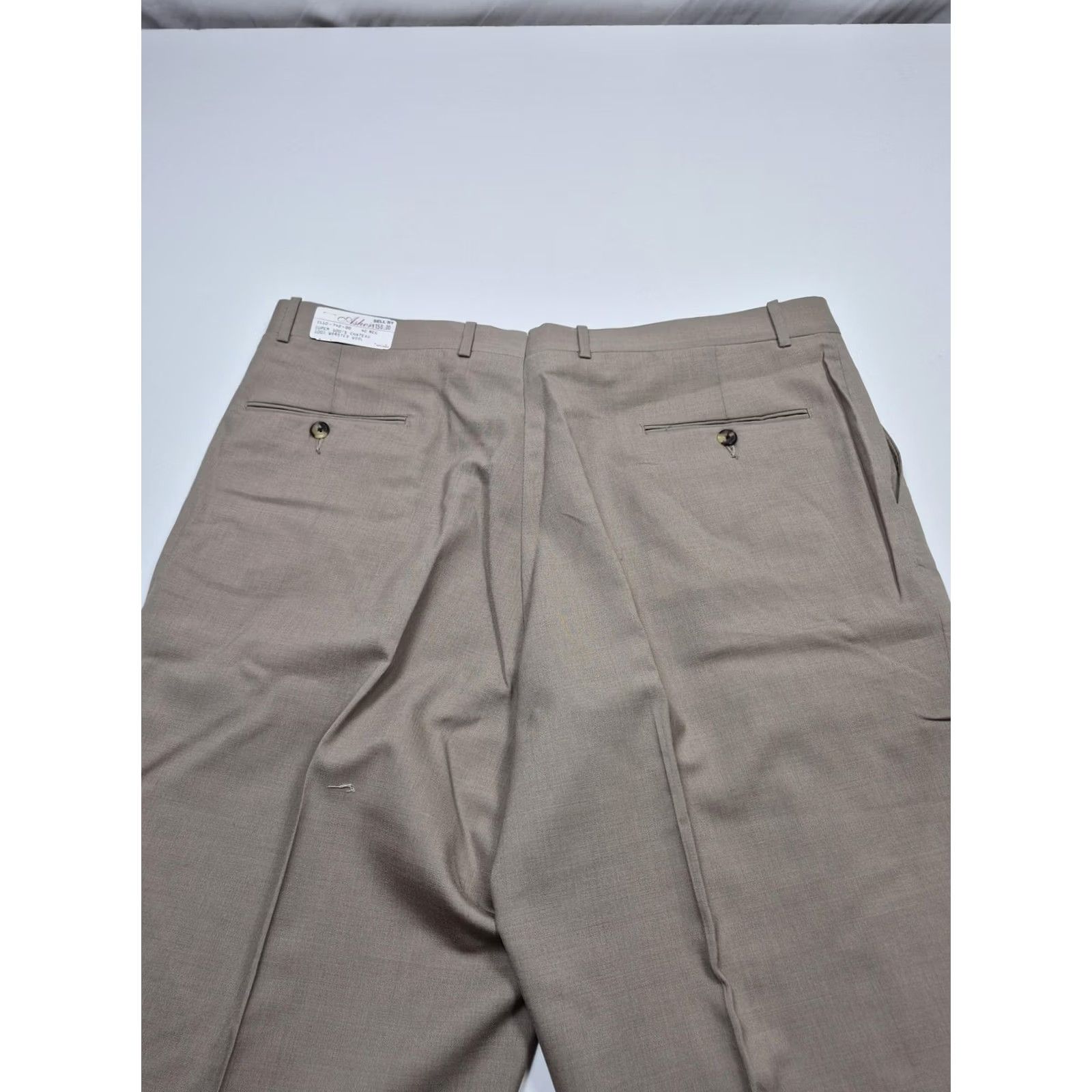 Essentials Asher Essentials Dress Pants Mens 40x36 Beige Wool Super 100 Unhemmed Flat Front Slim/Classic Front Size US 40 / EU 56 - 7 Thumbnail