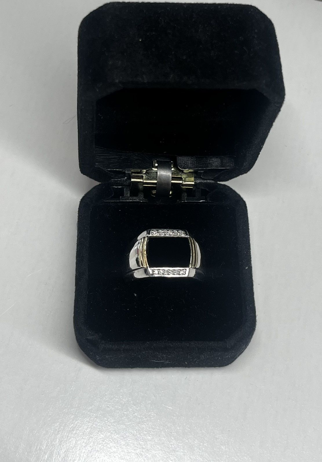 Jewelry Vintage .925 Sterling Silver Black Onyx Stone Ring Size ONE SIZE - 2 Thumbnail
