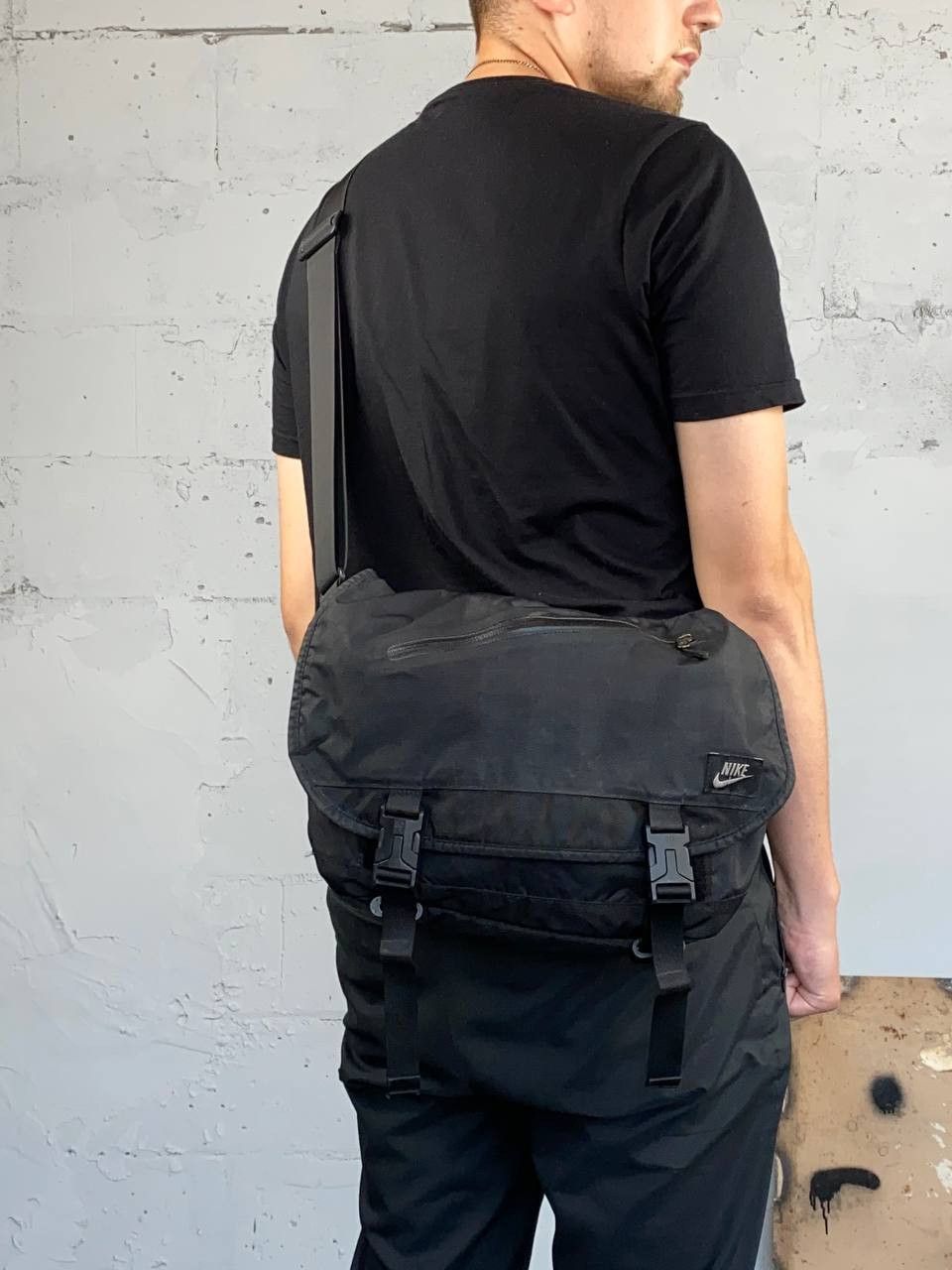 Nike × Vintage Vintage 90s Nike Should Bag Swoosh Drill Black Blockcore Size ONE SIZE - 3 Thumbnail