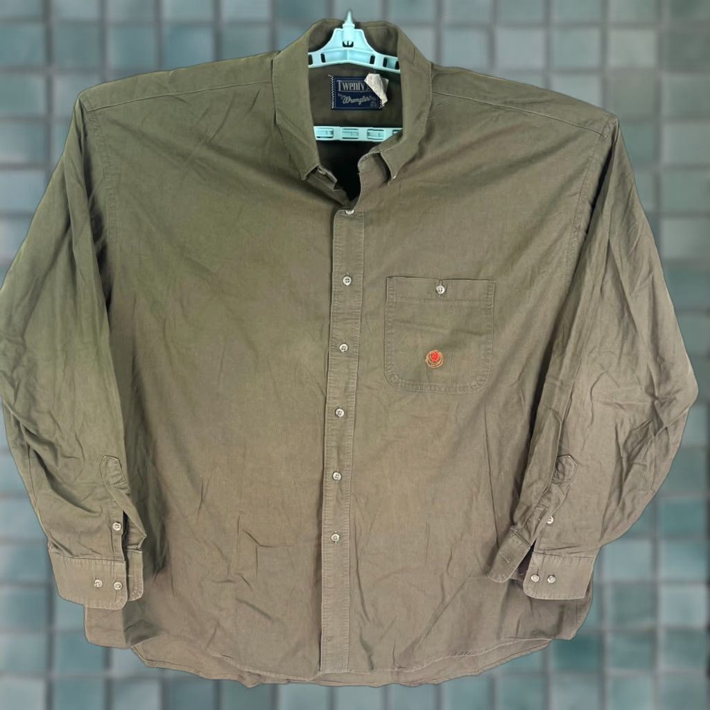 Wrangler Wrangler 20X Shirt Size 18.5 35 Green Long Sleeve Button-Up Pocket Mens Size US XXL / EU 58 / 5 - 1 Thumbnail