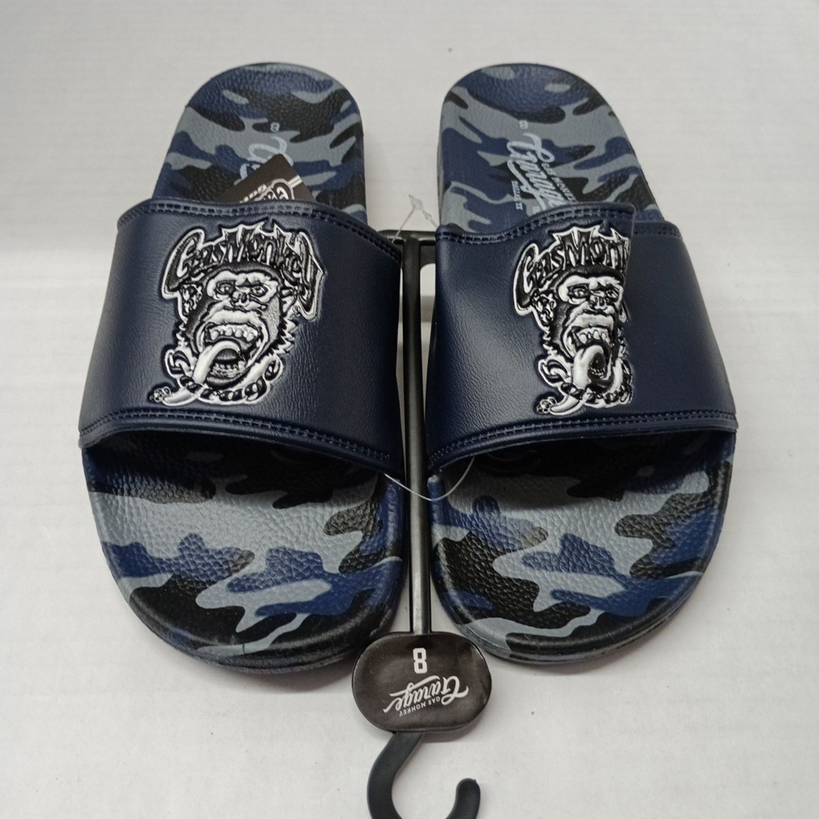 All Gas No Brakes Gas Monkey Garage Slides Sandals Mens Size 8 Blue Camouflage Size US 8 / EU 41 - 1 Thumbnail