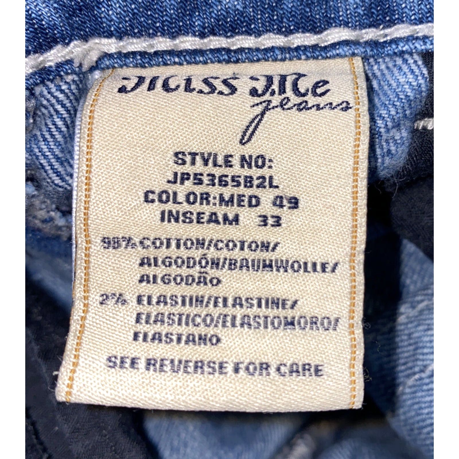 Miss Me MISS ME Womens Blue Flap Pocket Rhinestone Bootcut Jeans Size 26 X 30 Cotton Blend Regular Womens Size 26" / US 2 / IT 38 - 7 Thumbnail
