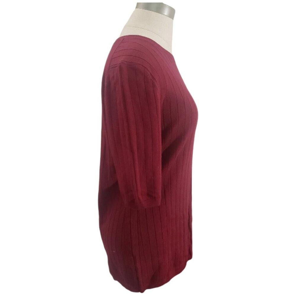 Banana Republic CT 1977 BR Ladies Burgundy Ribbed Soft Wool Sweater L Size L / US 10 / IT 46 - 3 Thumbnail