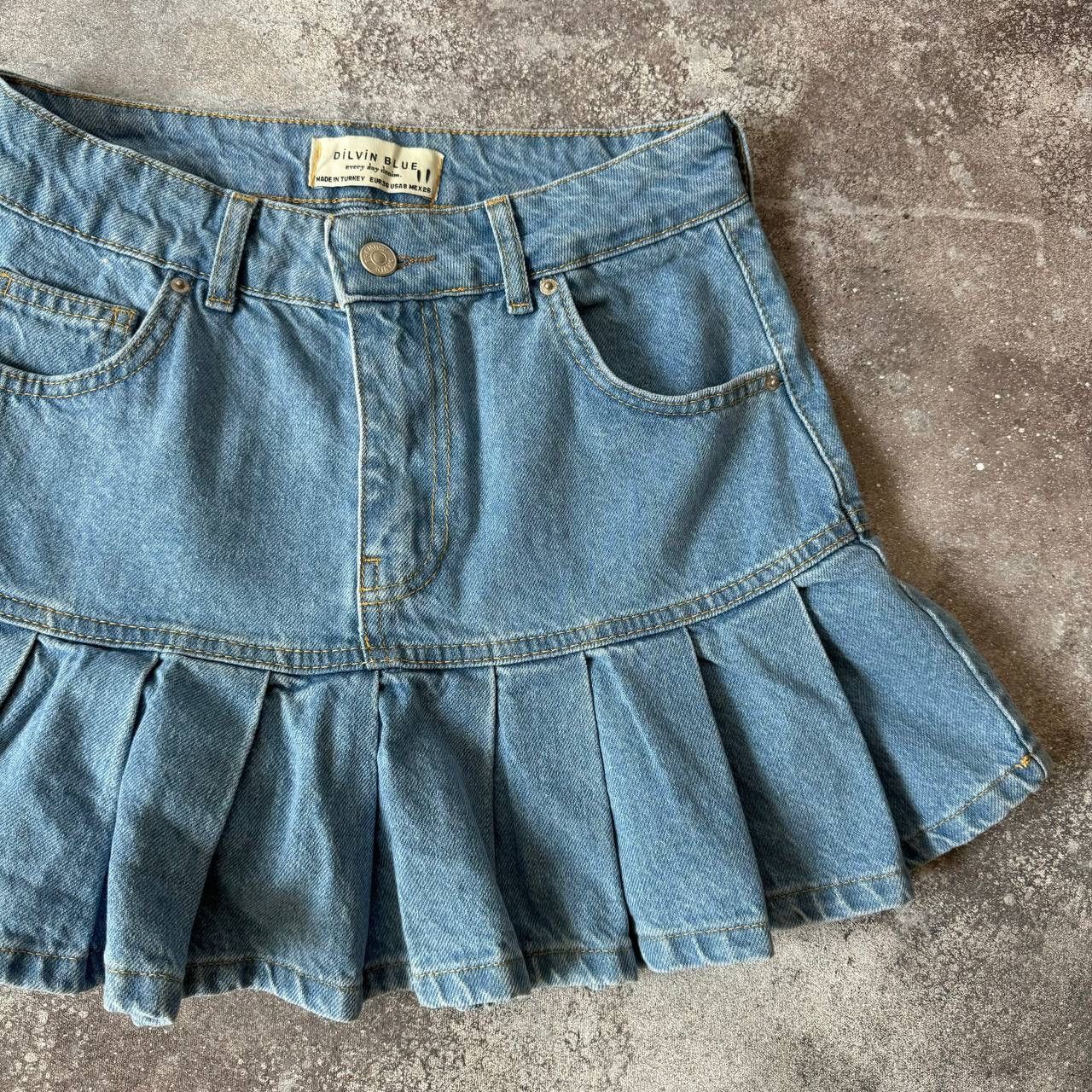 Hysteric Glamour × Vintage Amazing Pleated Blue Denim Mini Skirt (rick owens style) Size 26" / US 2 / IT 38 - 5 Thumbnail
