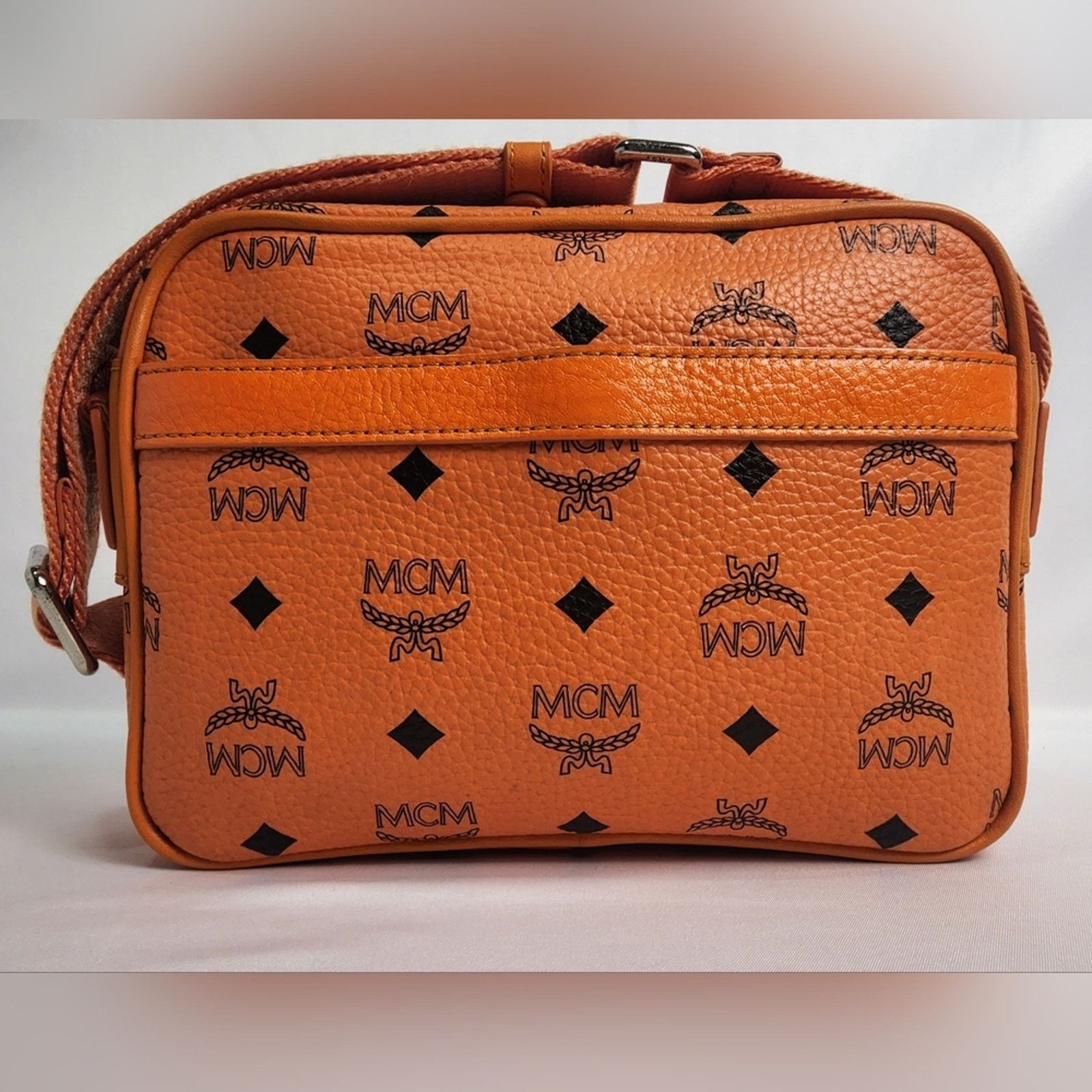 MCM Auth MCM Aren Orange Monogram Crossbody Bag Silver Hardware Size ONE SIZE - 14 Thumbnail