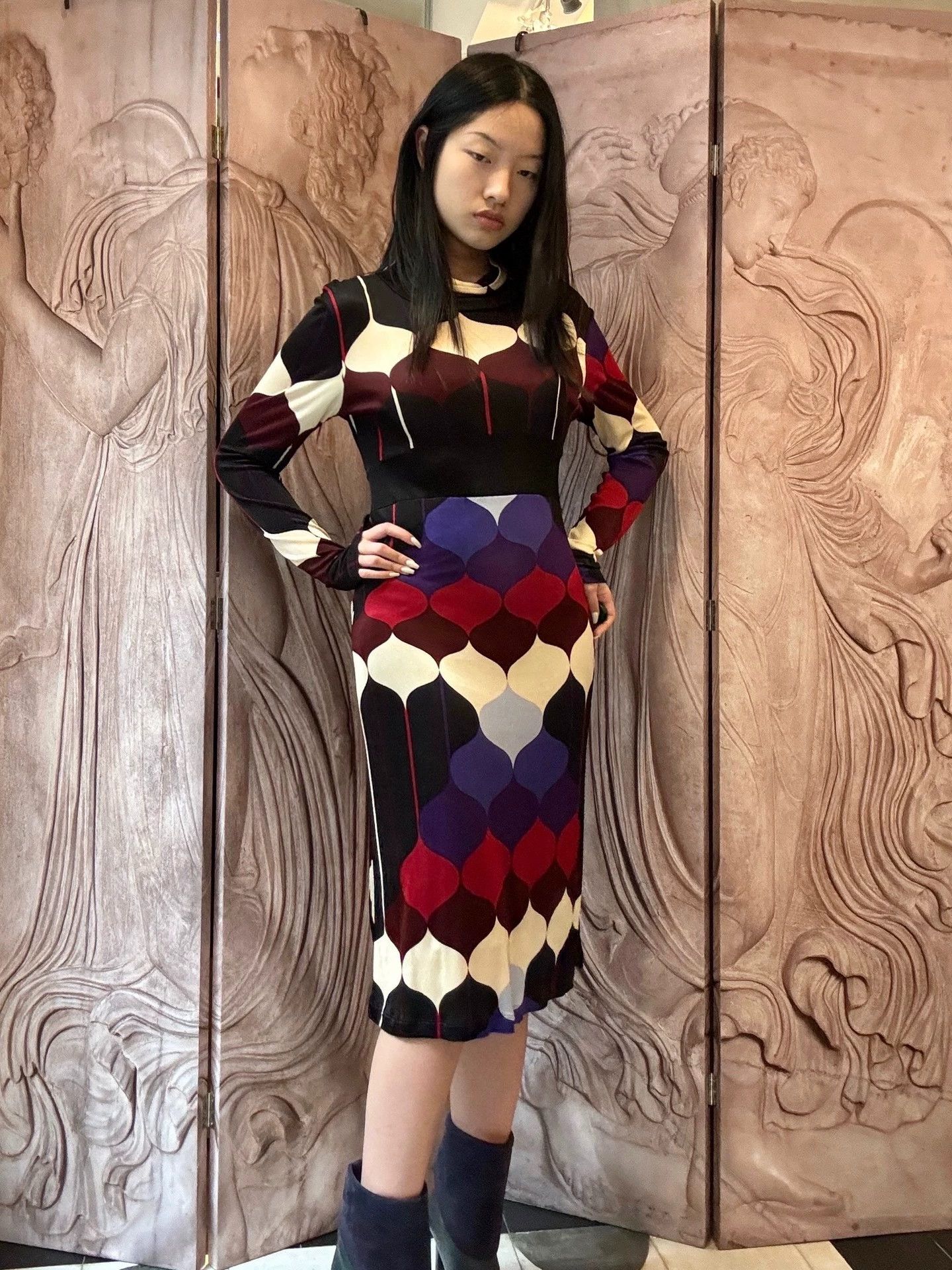 Custo Barcelona Custo Barcelona Geometric Print High-Waist Stretch Dress Size S / US 4 / IT 40 - 3 Thumbnail