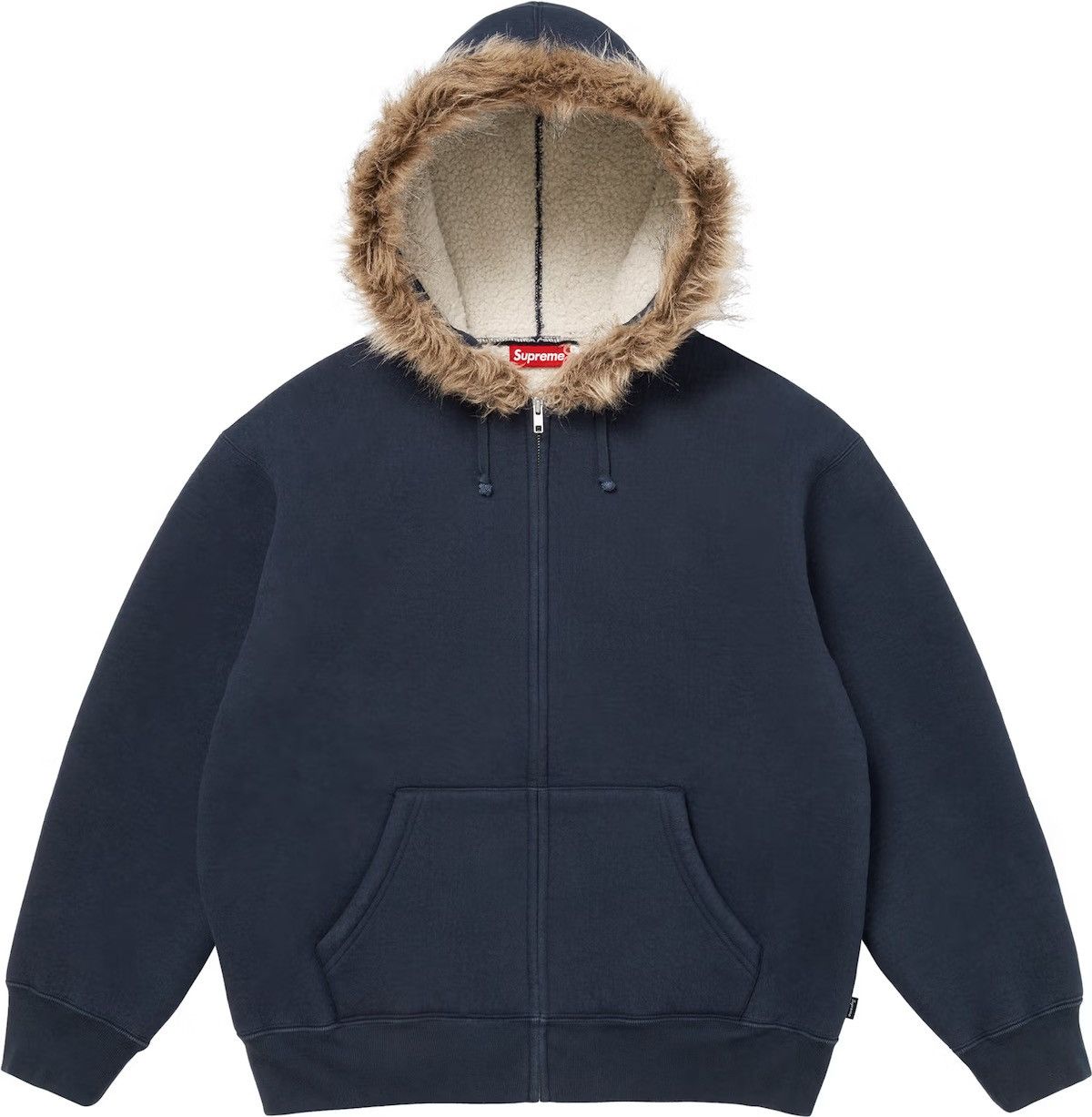 Supreme Supreme Faux Fur Hoodie Navy FW25 Size US S / EU 44-46 / 1 - 1 Thumbnail