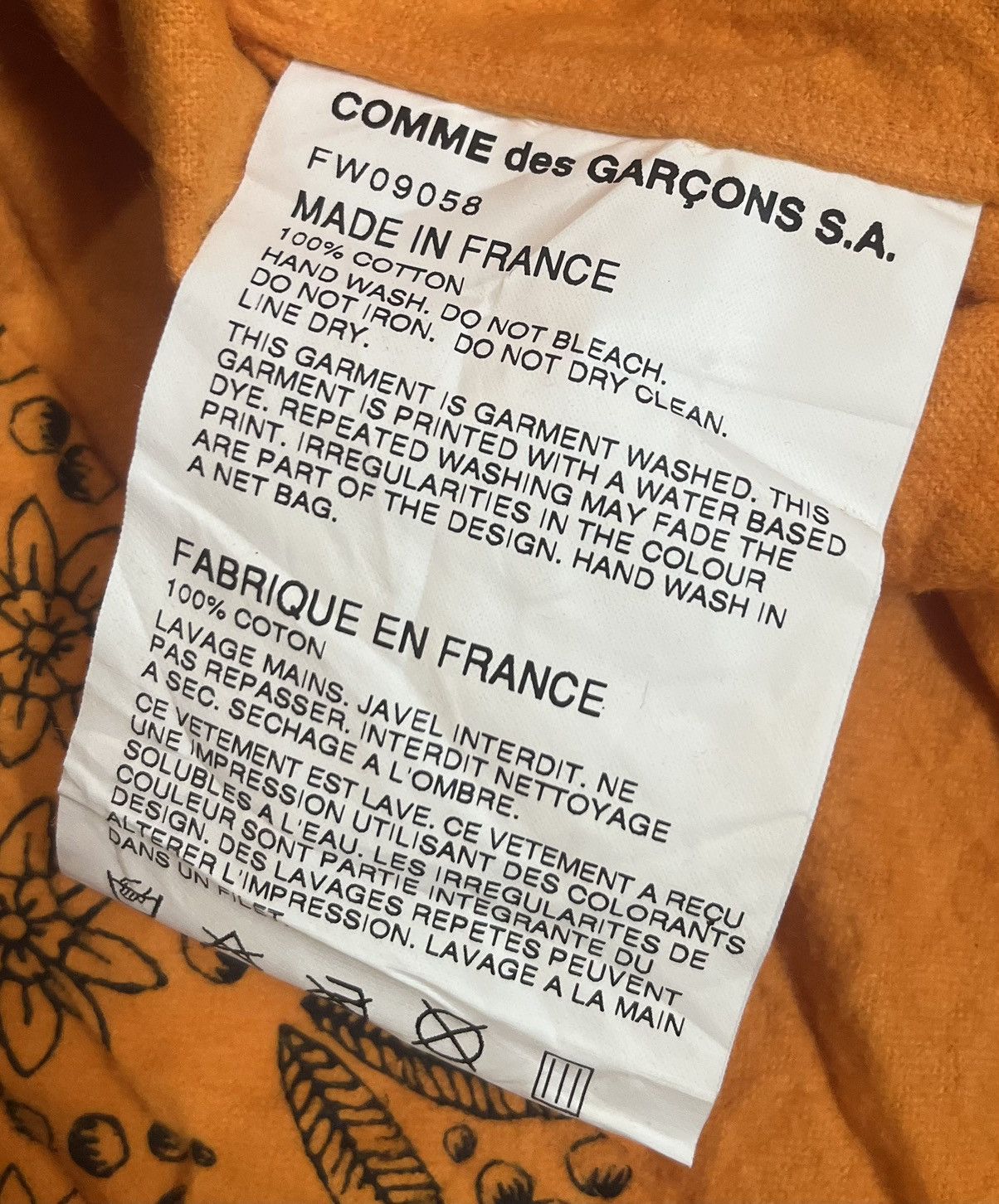 Comme des Garcons CDG SHIRT printed abstract leaves orange button up shirt Size US M / EU 48-50 / 2 - 4 Thumbnail