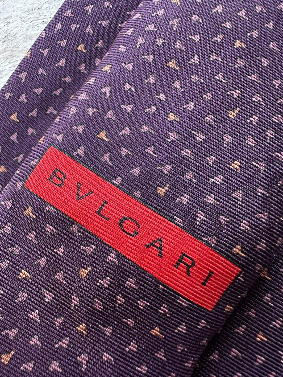 Bvlgari × Designer × Vintage 🚨Vintage Bvlgari VINTAGE Burgundy Bulgari Neck tie Pure Silk Size ONE SIZE - 4 Thumbnail