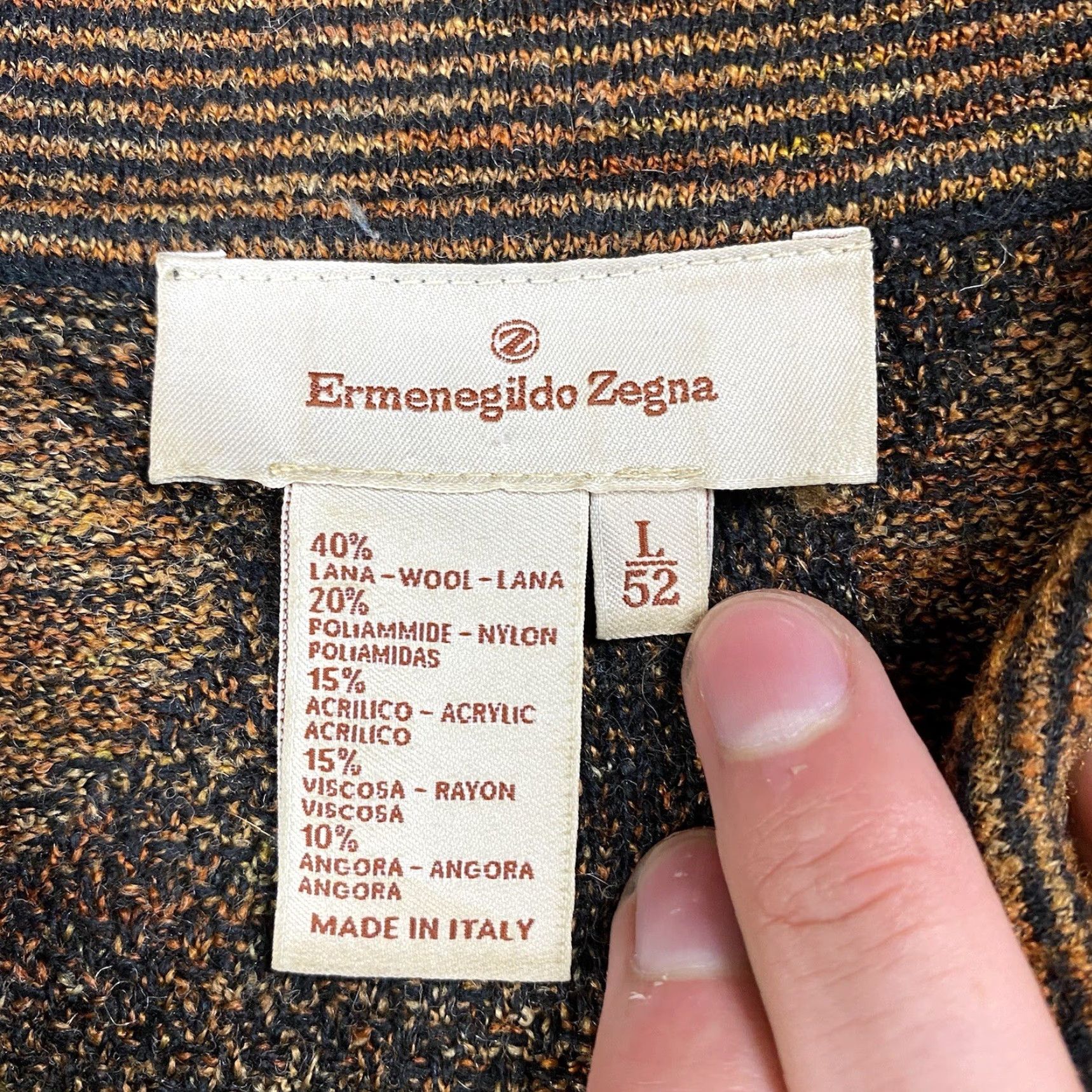 Ermenegildo Zegna ERMENEGILDO ZEGNA Designer Sweater Large L Collared Pullover Long Sleeve Multicolor Wool Blend Mens Size US L / EU 52-54 / 3 - 3 Thumbnail