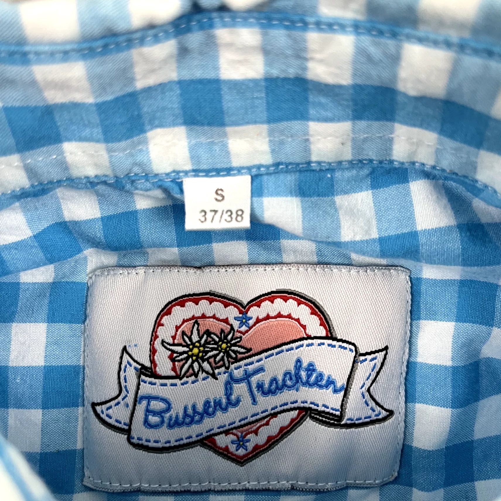 Vintage VINTAGE Busserl Trachten Shirt Mens Small Blue White Check Oktoberfest Button Up, Casual, Traditional, Country Wear Size US S / EU 44-46 / 1 - 2 Thumbnail