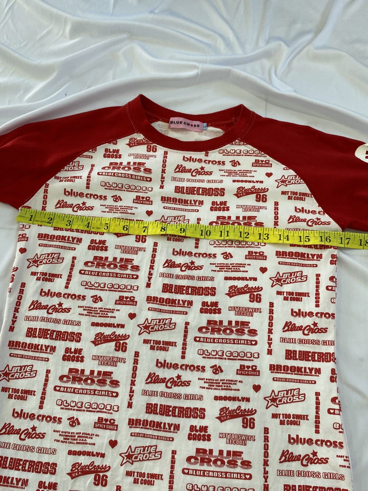 Japanese Brand Hysteric glamour blue cross short sleeve raglan t-shirt Size L / US 10 / IT 46 - 8 Thumbnail