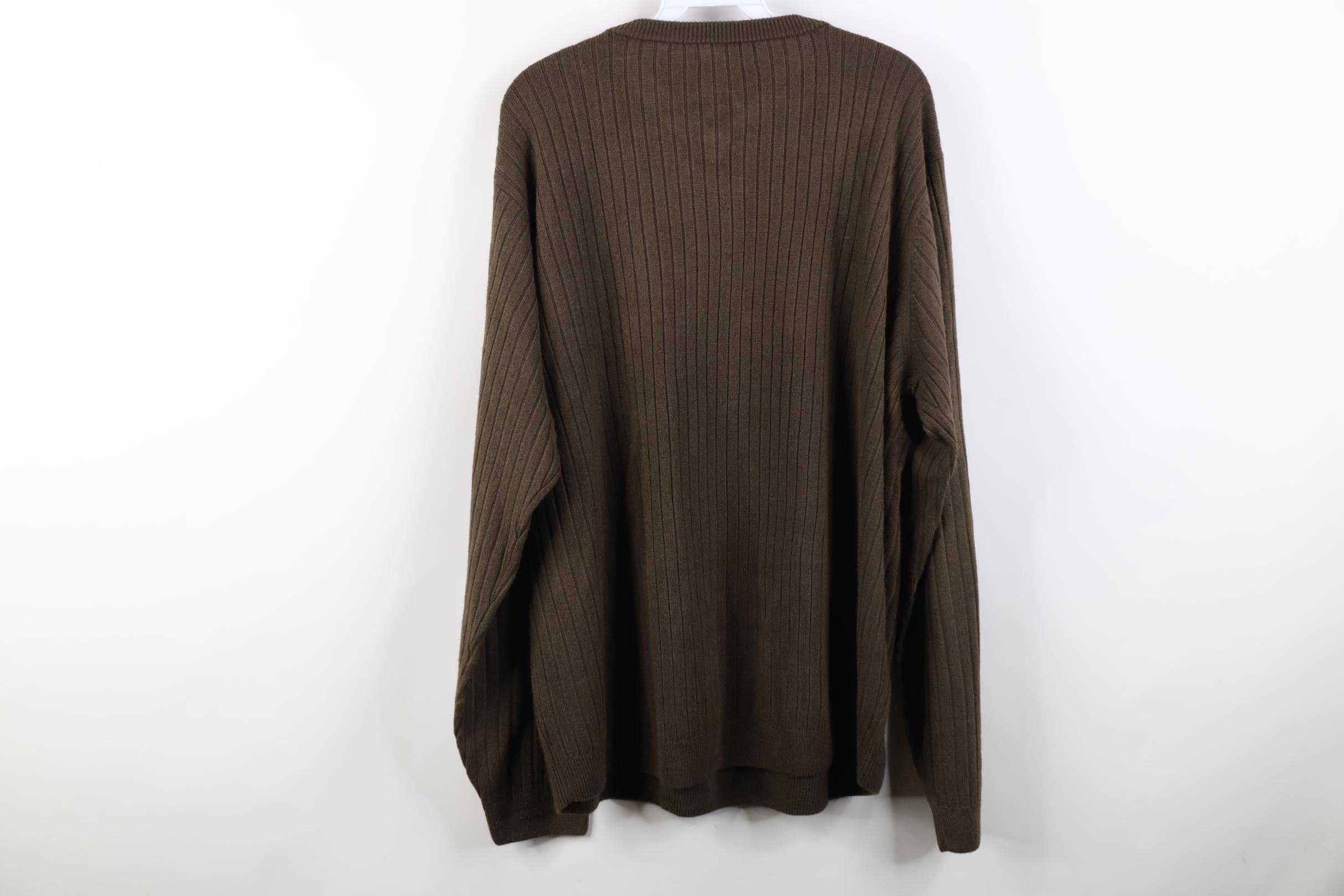 Vintage Vintage 90s Streetwear Soft Ribbed Knit V-Neck Sweater Brown Size US XL / EU 56 / 4 - 8 Thumbnail