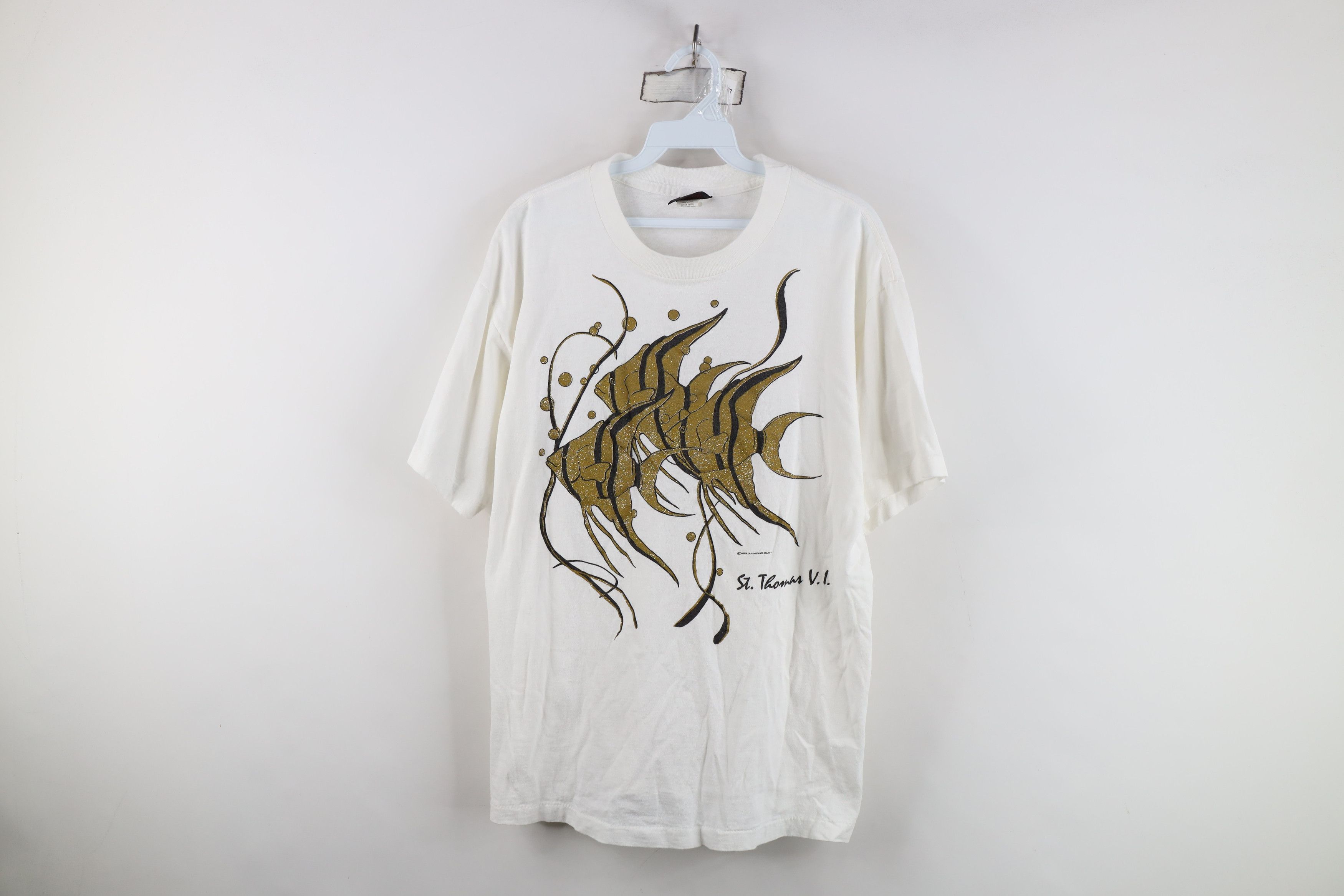 Vintage Vintage 90s Streetwear Islands Metallic Fish T-Shirt USA Size L / US 10 / IT 46 - 1 Thumbnail