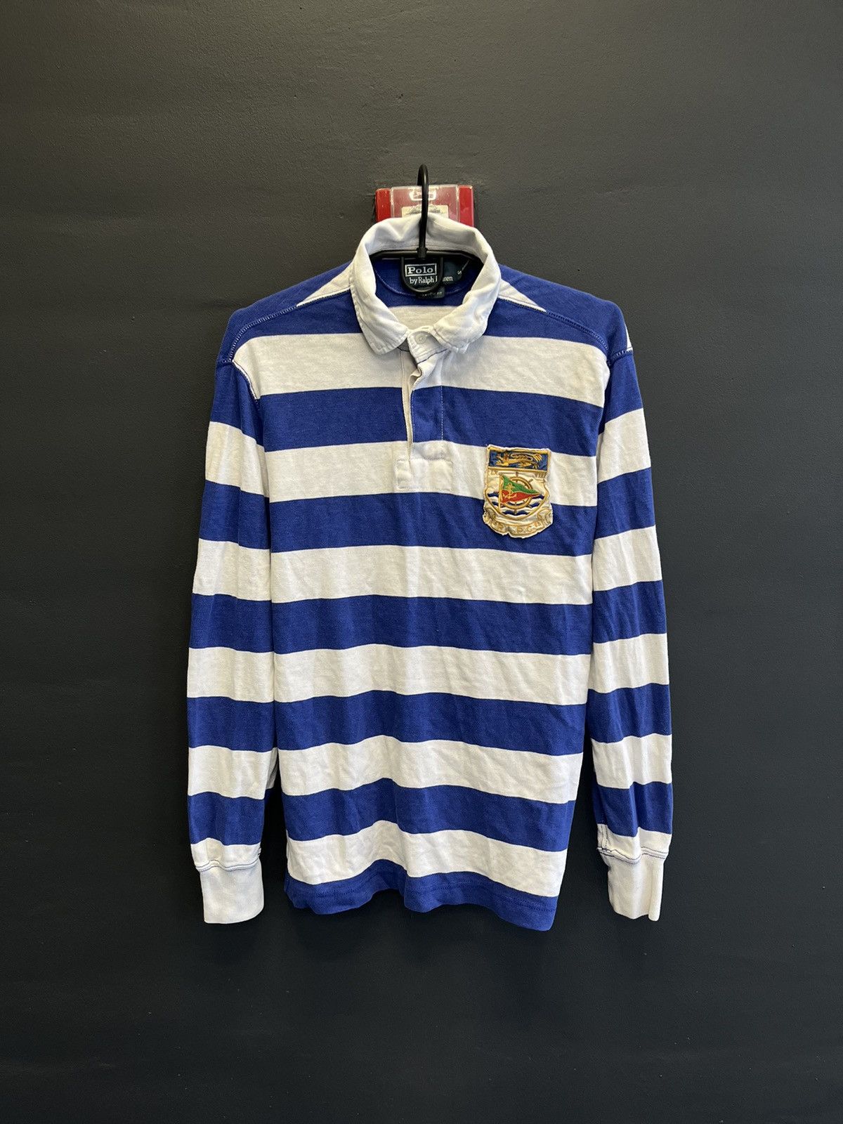 Pre-owned Polo Ralph Lauren X Vintage Polo Ralph Laurent Royal Striped Rugby Jersey Japan