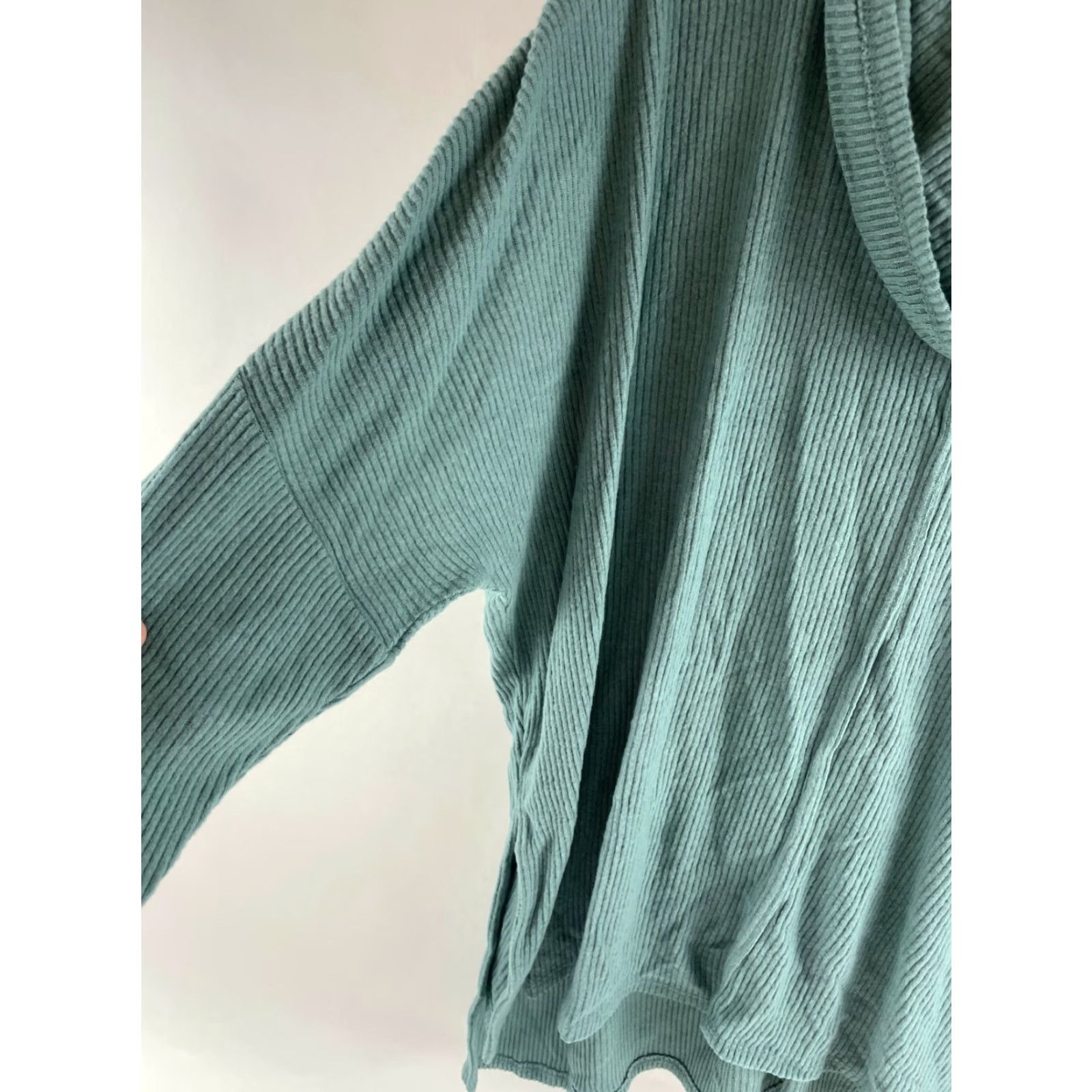 Altea Status By Chenault Sweater Women's Size M Teal Cowl Neck Ribbed Center Seams NWT Size M / US 6-8 / IT 42-44 - 5 Thumbnail