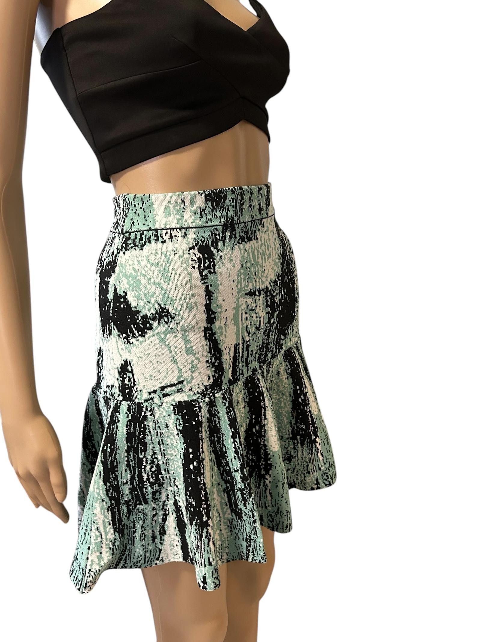 Bcbgmaxazria Flirty Ruffled Skirt with Abstract Print Size 28" / US 6 / IT 42 - 3 Thumbnail