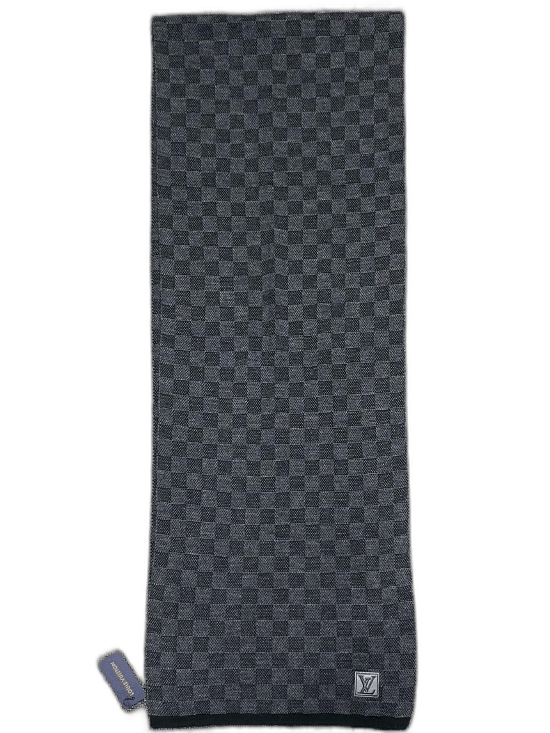 Louis Vuitton Black Gray Checkered Logo Scarf-yf Size ONE SIZE - 1 Thumbnail
