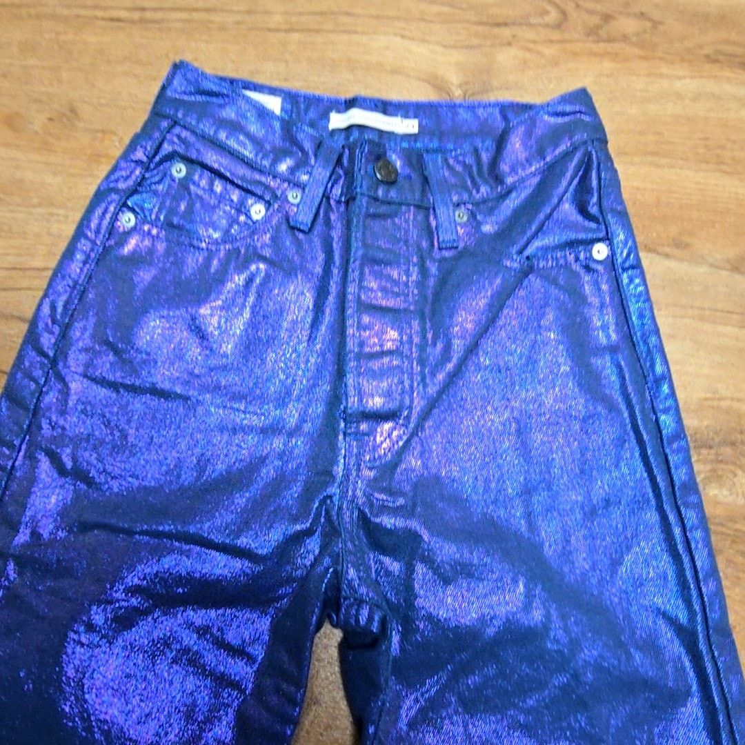 Levi's Levi's Ribcage Straight Ankle Metallic Purple Jeans 24 Size 24" / US 00 / IT 34 - 8 Thumbnail