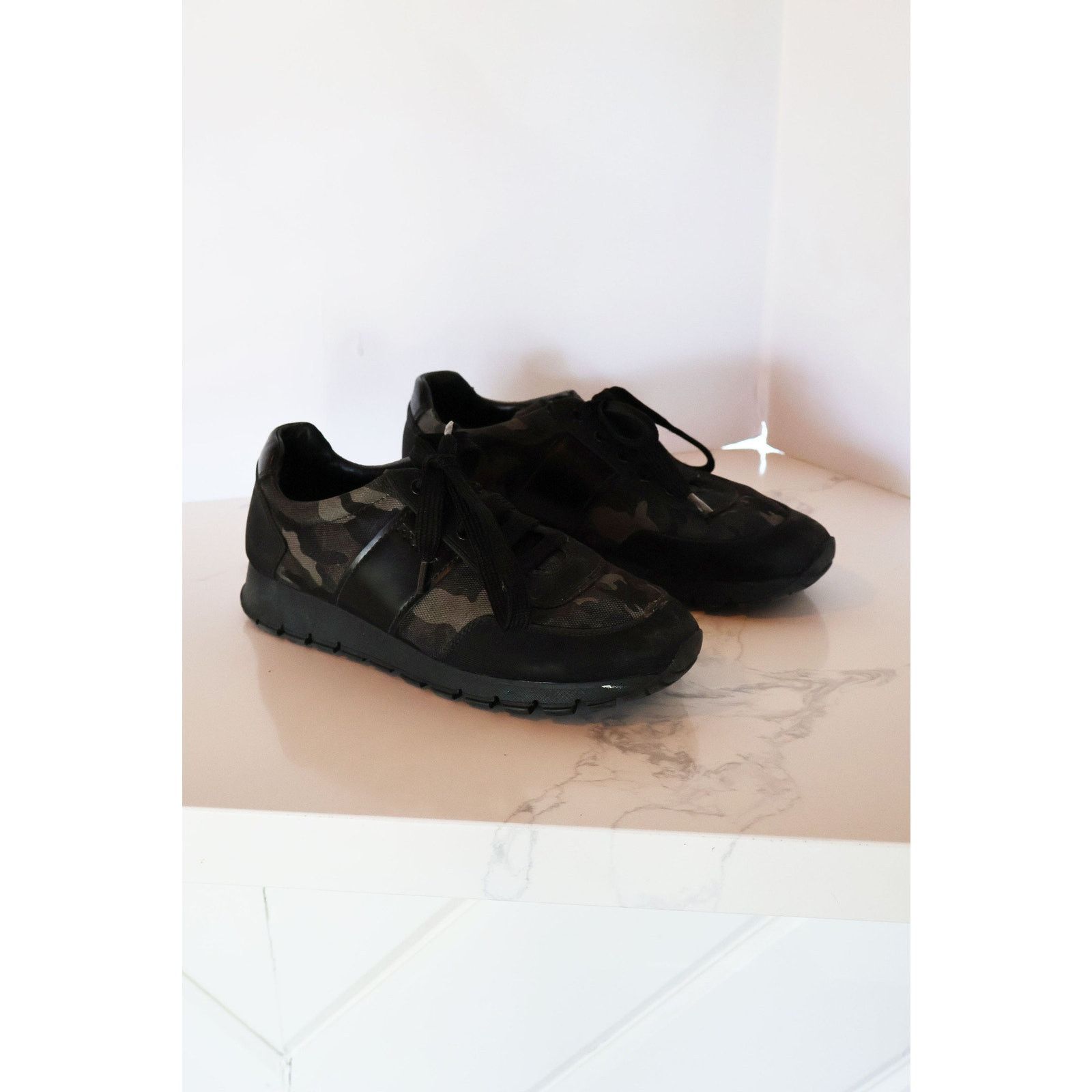 Prada Vintage PRADA Y2K Canvas + Leather Camouflage Sneakers Size US 8 / IT 38 - 2 Thumbnail