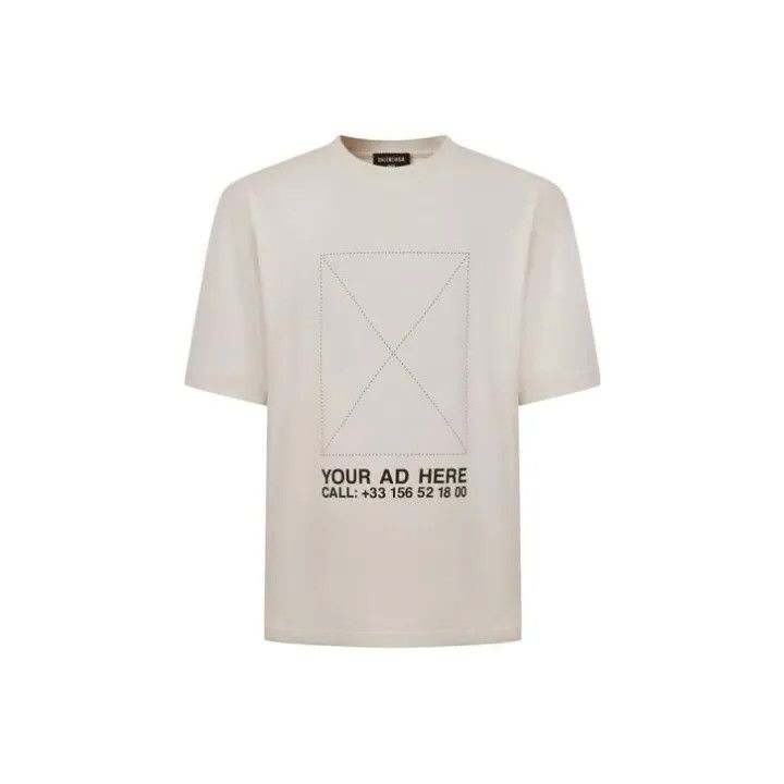 Balenciaga Balenciaga Beige Letter Print Short Sleeve T-Shirt Size US S / EU 44-46 / 1 - 1 Thumbnail