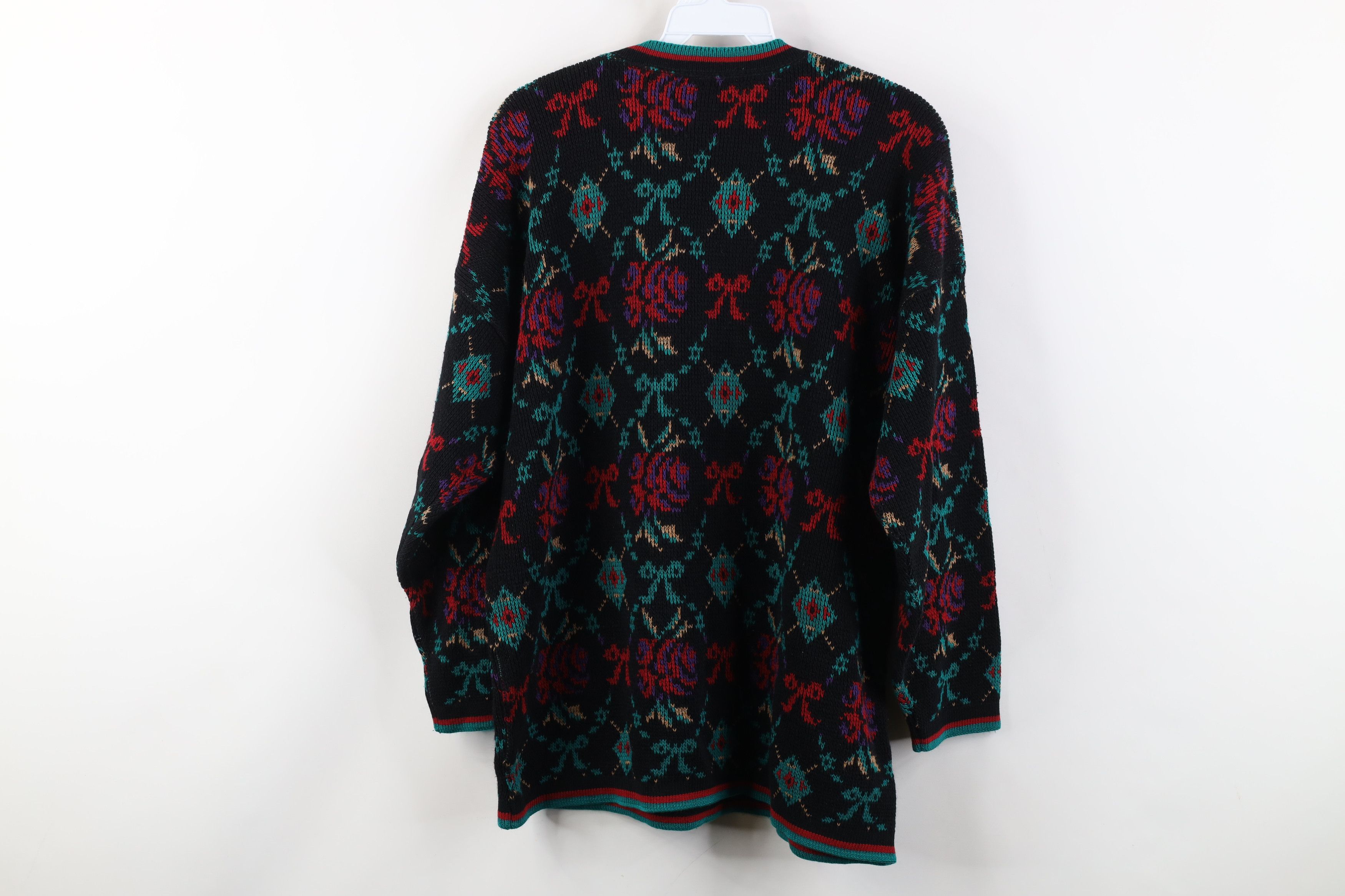 Vintage Vintage 90s Streetwear Flower Argyle Knit Sweater USA Size M / US 6-8 / IT 42-44 - 10 Thumbnail