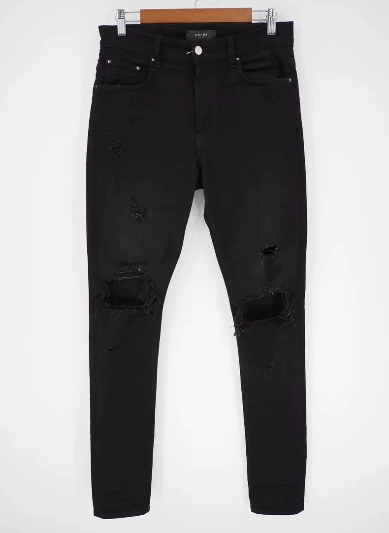 Amiri Amiri Black Distressed Denim Jeans - dmc Size US 33 - 1 Thumbnail
