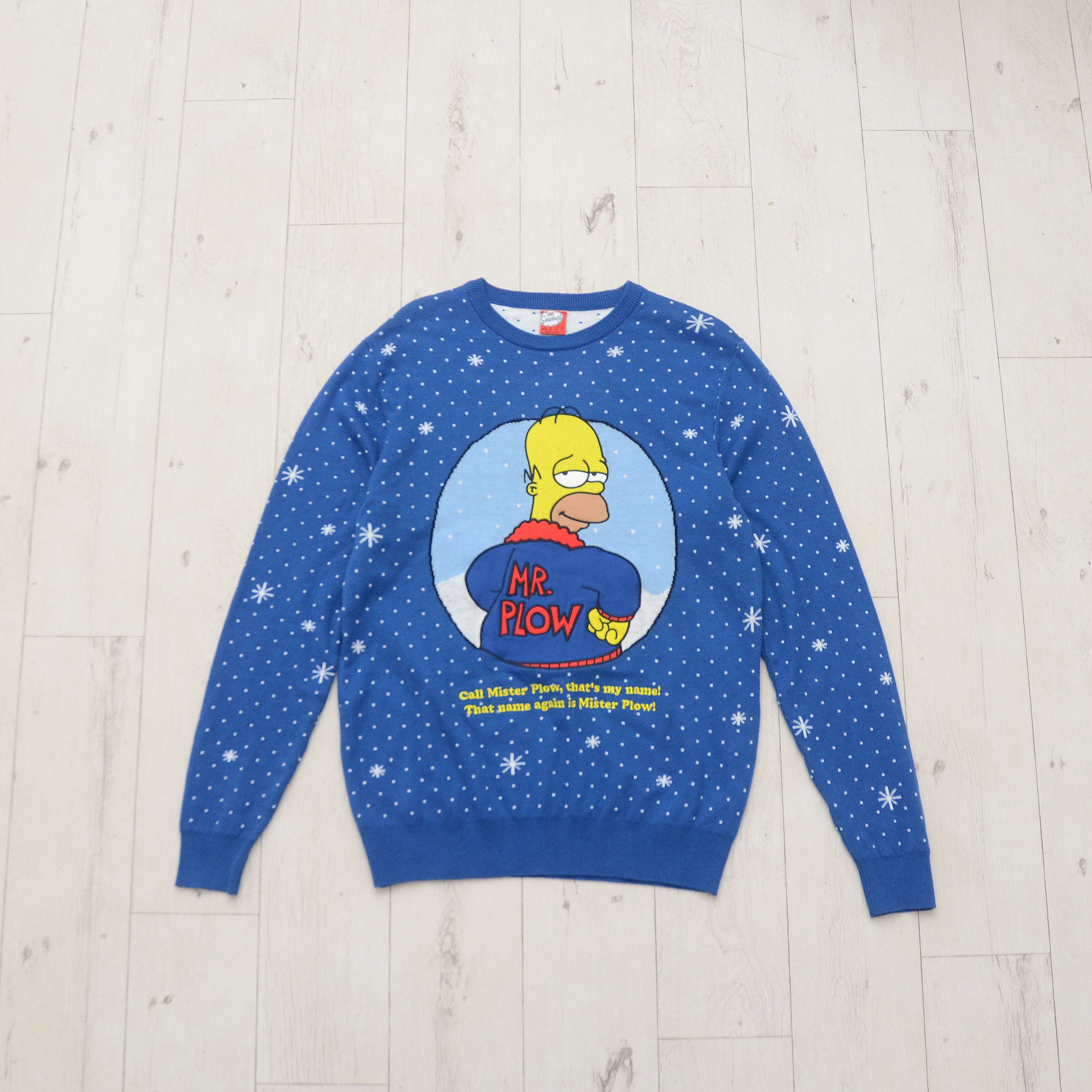 Cartoon Network The Simpsons Mr Plow Christmas Sweater Blue Geometric Jumper Size US M / EU 48-50 / 2 - 1 Thumbnail