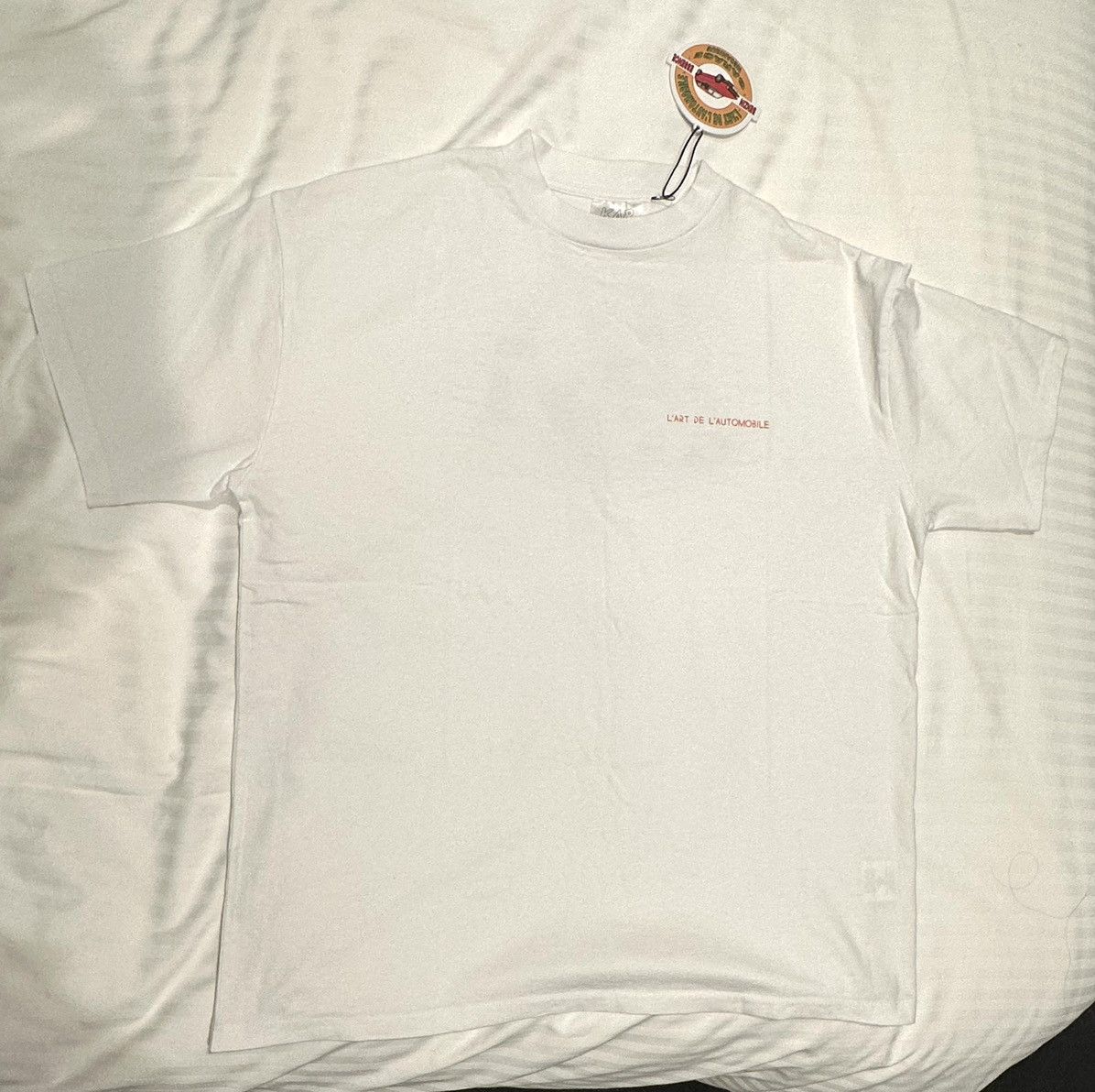 image of Kar L'art Papaya Orange F1 Lm White T-Shirt, Men's (Size XL)