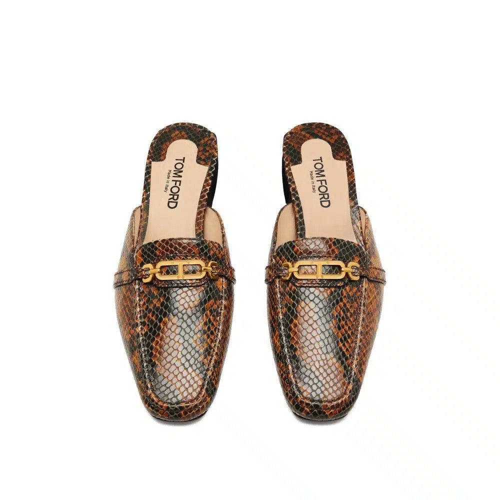 Tom Ford o1loc1c0425 W3354 Stamped Python Leather Slippers in Brown Size US 6 / IT 36 - 3 Thumbnail