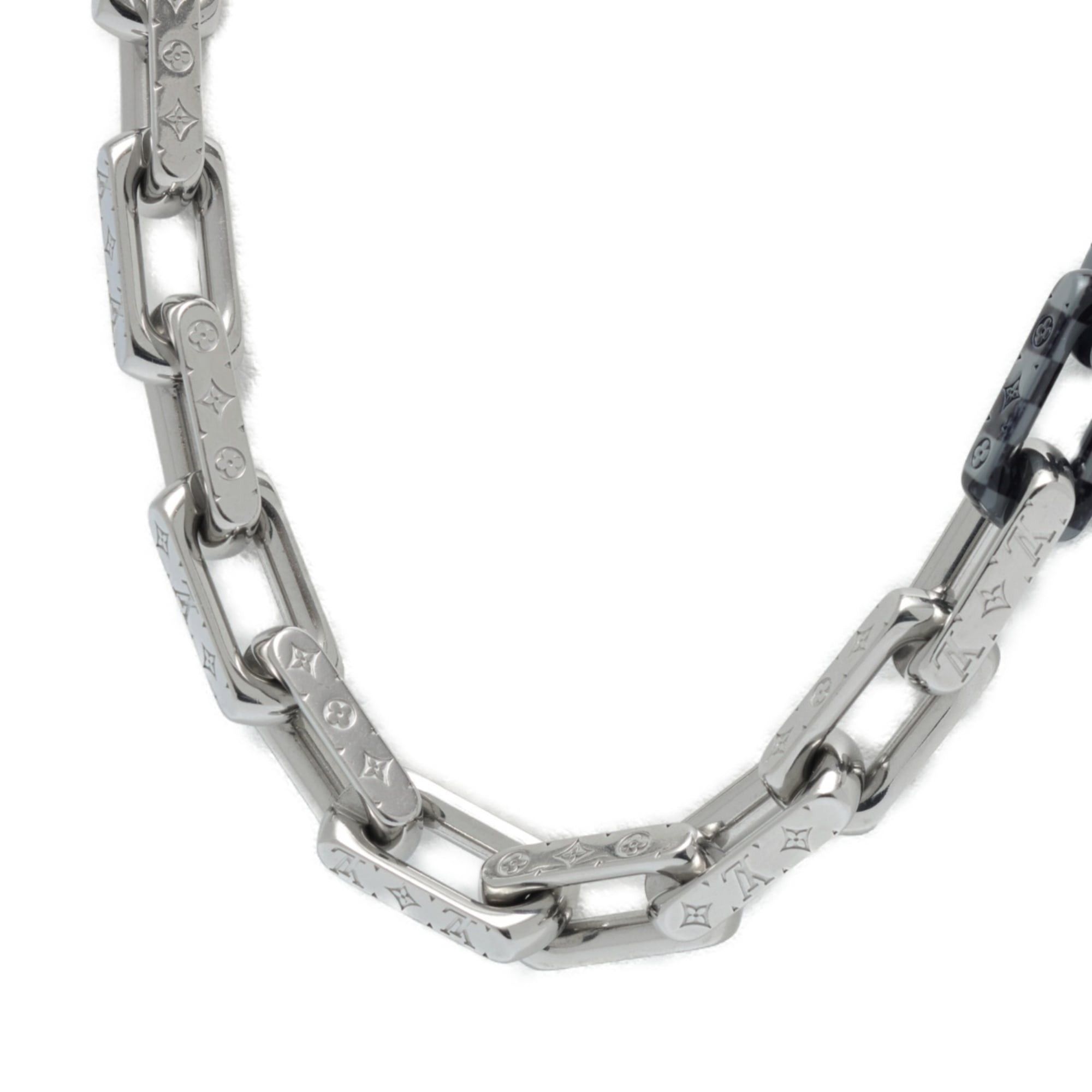 Louis Vuitton Louis Vuitton Collier Damier Necklace Monogram Chain MP3189 Metal Silver Black S-159731 Size ONE SIZE - 1 Thumbnail