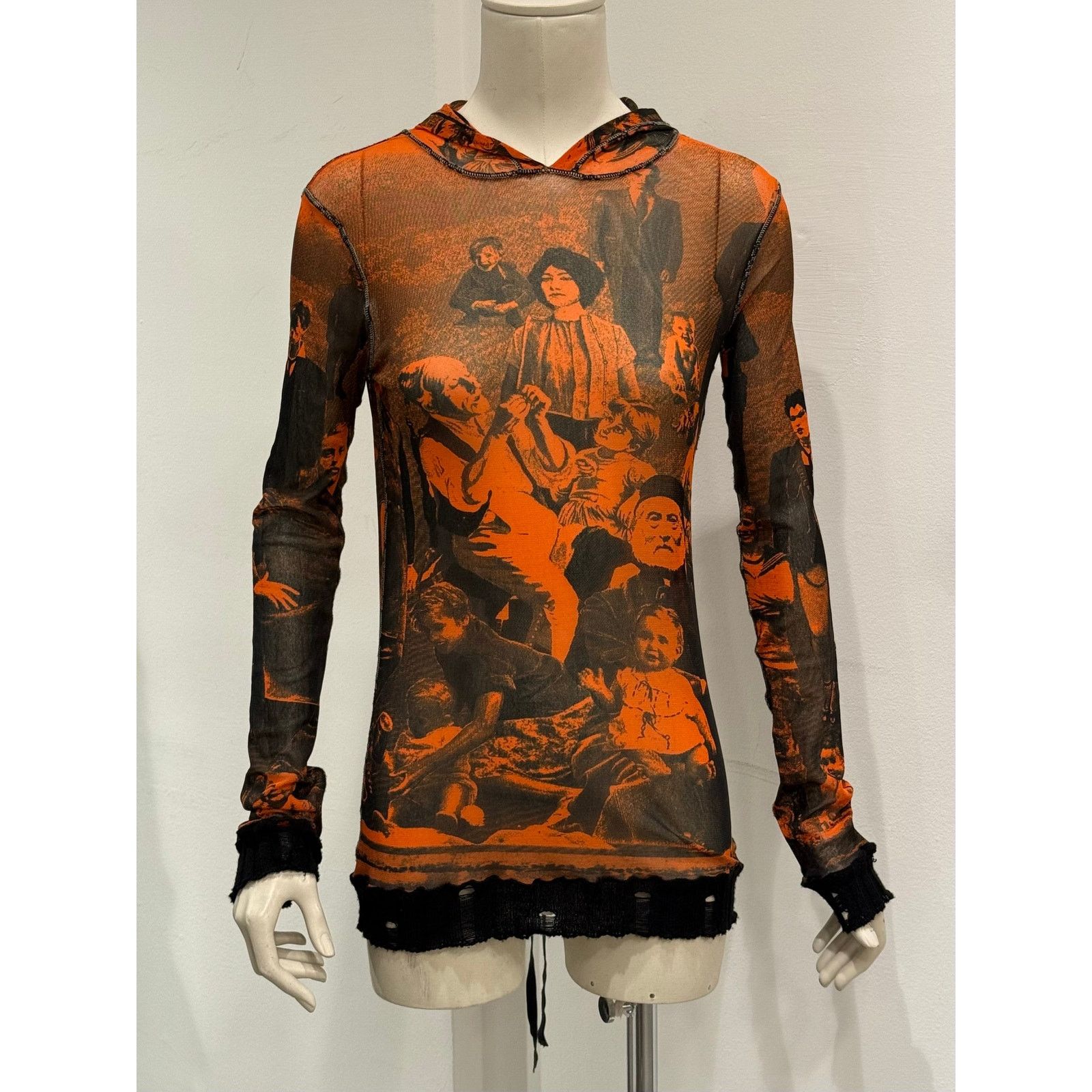 Jean Paul Gaultier S/S1998 Jean Paul Gaultier print mesh hoodie Size L / US 10 / IT 46 - 2 Thumbnail