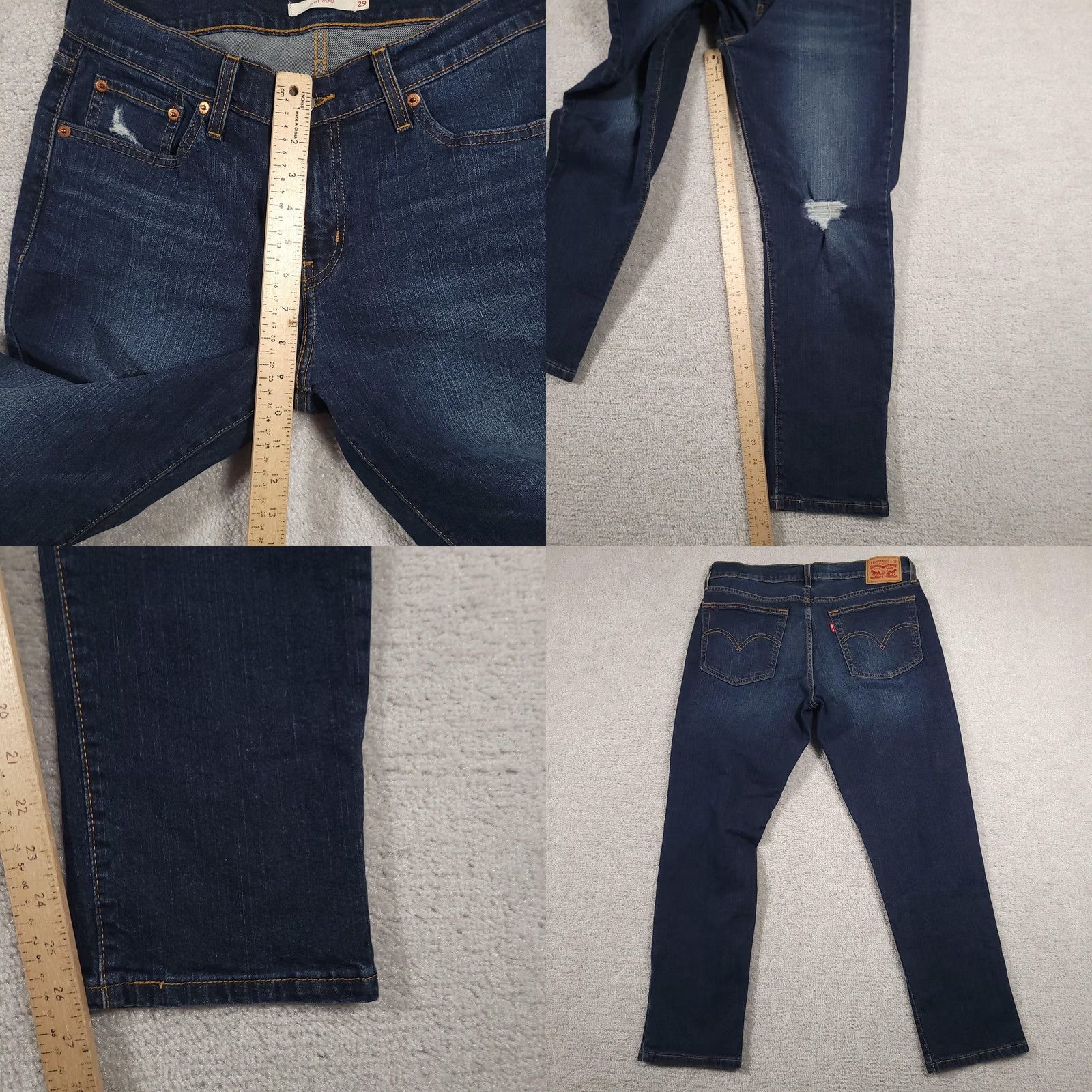Levi's Levi's 501 Boyfriend Jeans Womens 29 Blue Distressed Ripped Knee Denim Pants Size 29" - 9 Thumbnail