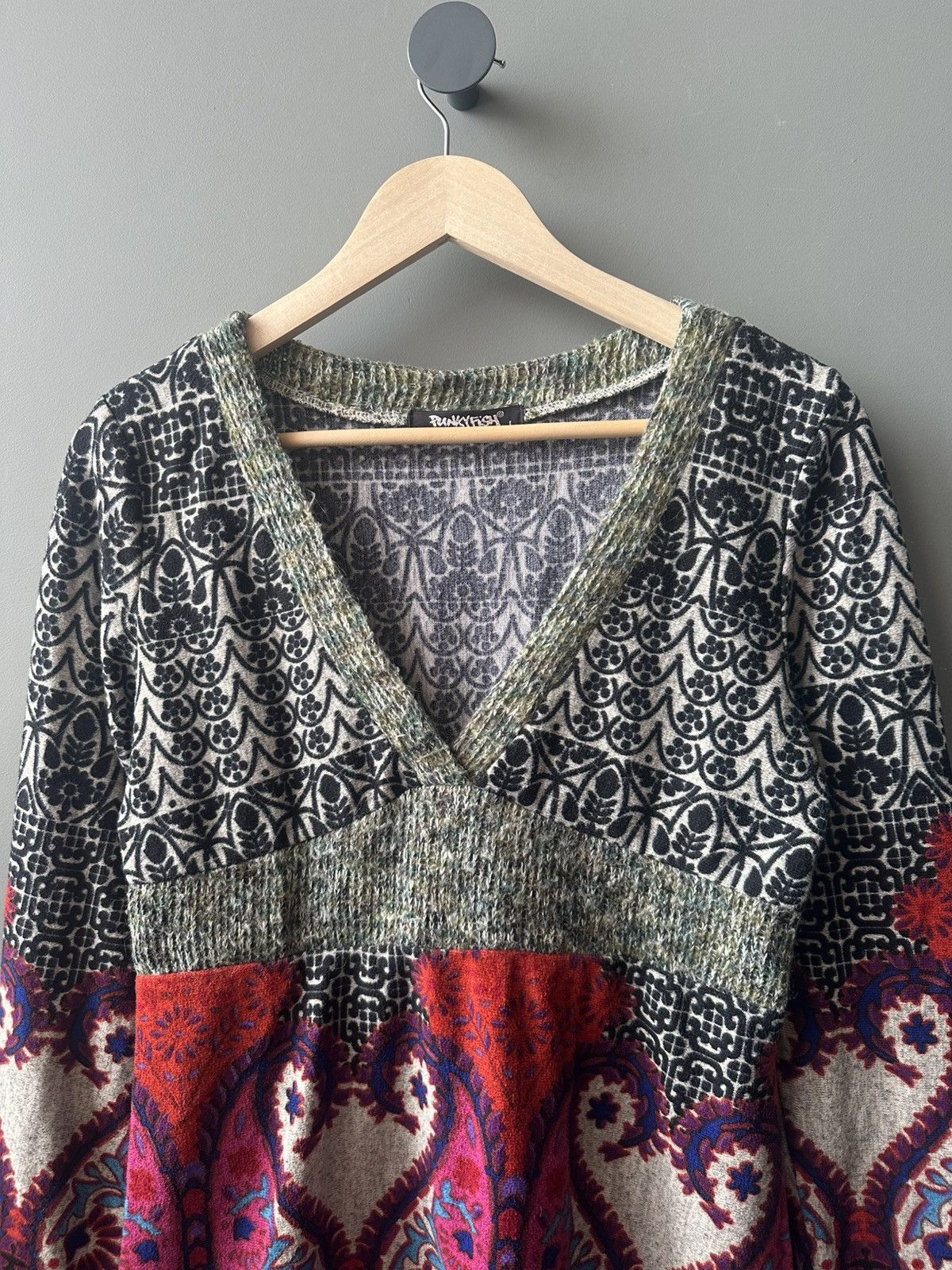 Vintage Punkyfish Boho Knit Paisley Tunic Dress Size L Size L / US 10 / IT 46 - 2 Thumbnail