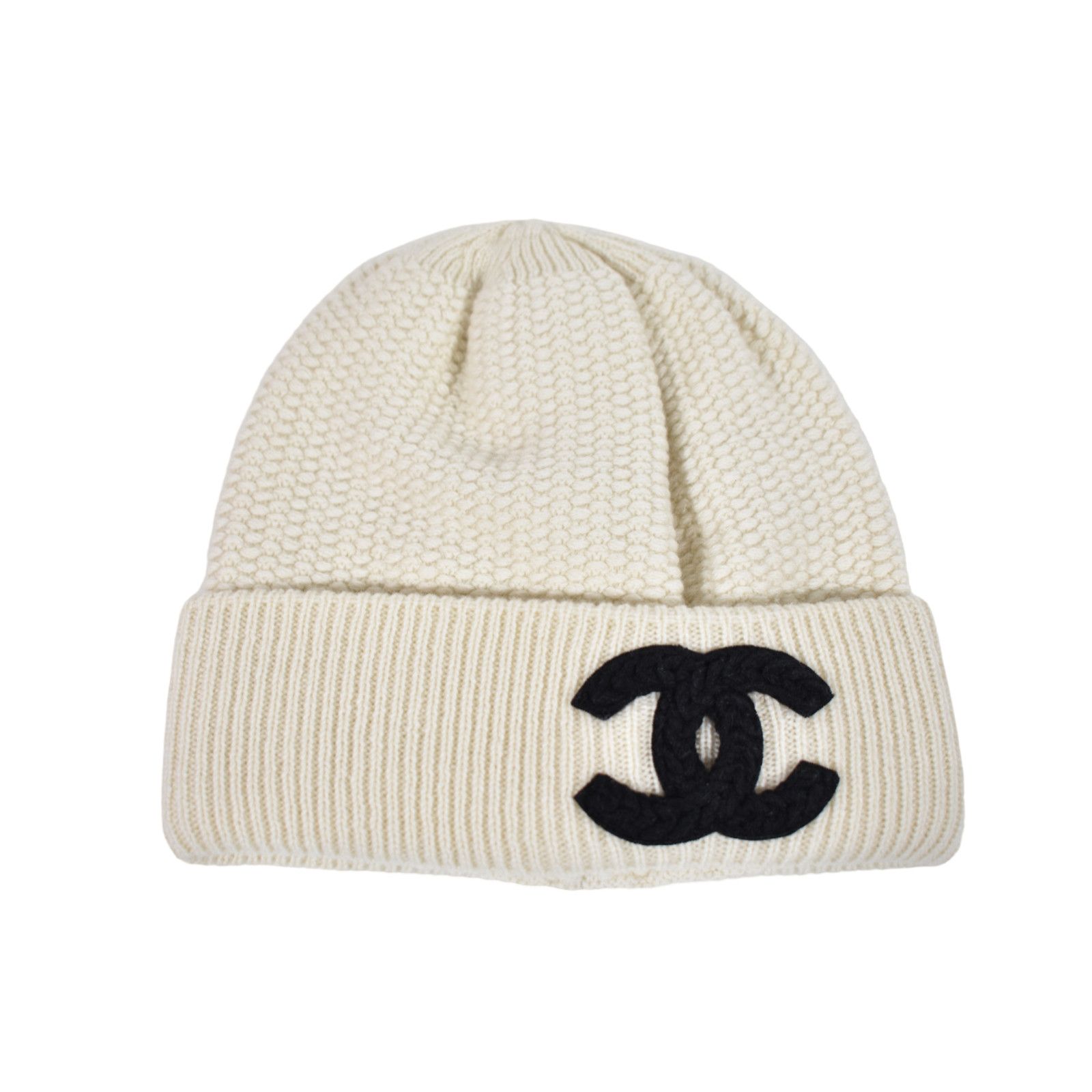 Chanel Chanel Cashmere Black Fold Over Beanie Winter Hat Cloche Size ONE SIZE - 1 Thumbnail