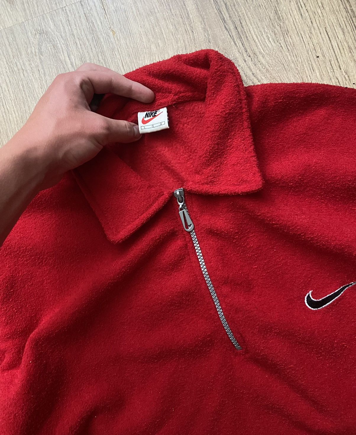 Nike × Vintage Vintage Nike Fleece Jacket Spell Out 1/4 Zip Sherpa Y2K USA Size US L / EU 52-54 / 3 - 3 Thumbnail